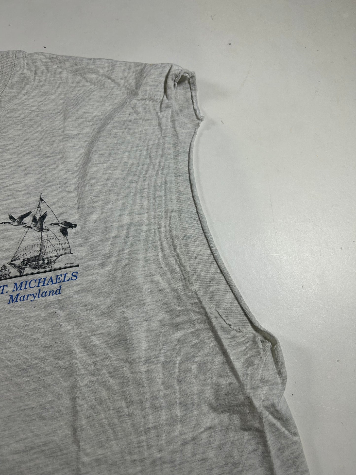 Vintage 90s St. Michael’s Maryland Chesapeake Chopped Sleeveless Tee XL 24x28 Inches As Is