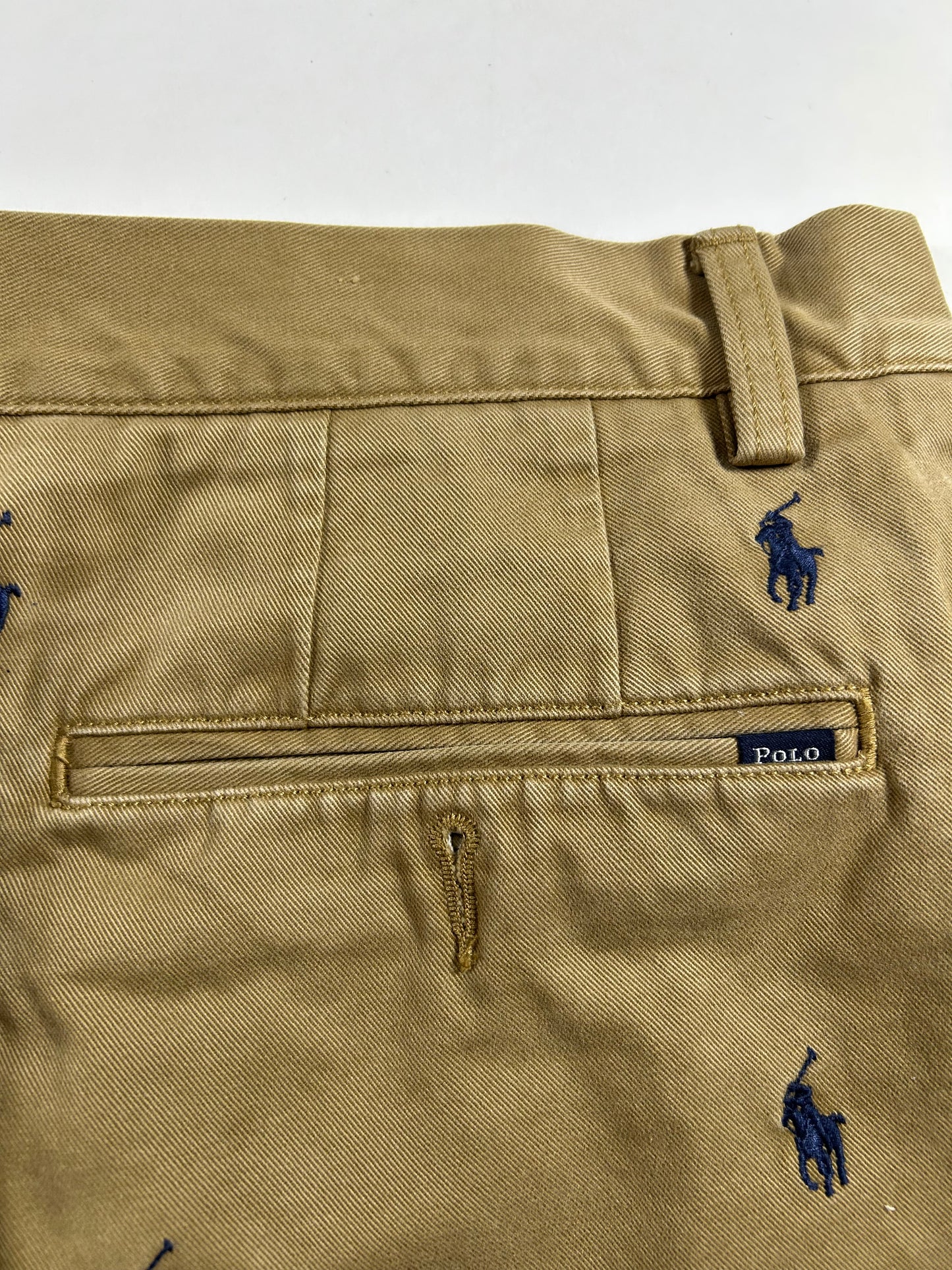 Polo Ralph Lauren All Over Pony Chino Shorts Khaki Classic Fit 9” 35 18x20.75/21 Inches
