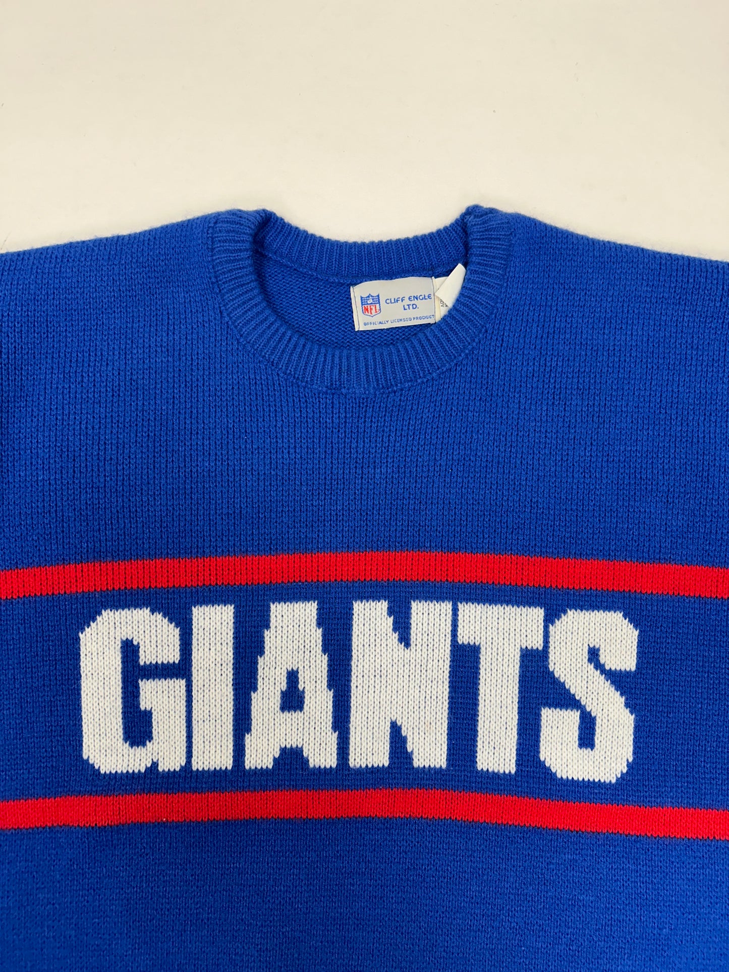 Vintage Cliff Engle New York Giants NFL Sweater Medium 23.5x27.5 Inches