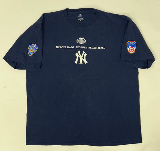 Majestic 2008 MLB All-Star Game Heroes Made. Legends Remembered New York Yankees City Of New York Police & Fire Departments Tee 2XL