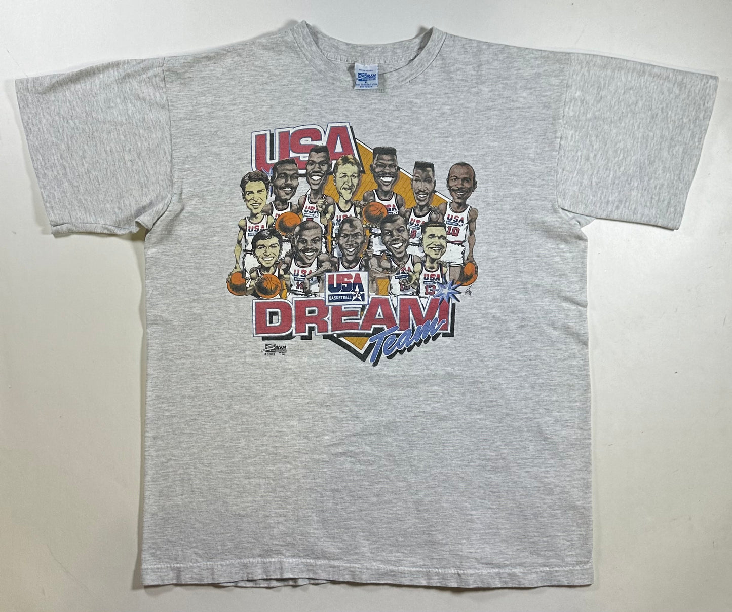 Vintage 1992 Dream Team Barcelona Olympic Michael Jordan NBA Salem Sportswear XL 23.75x29 Inches Gray As Is