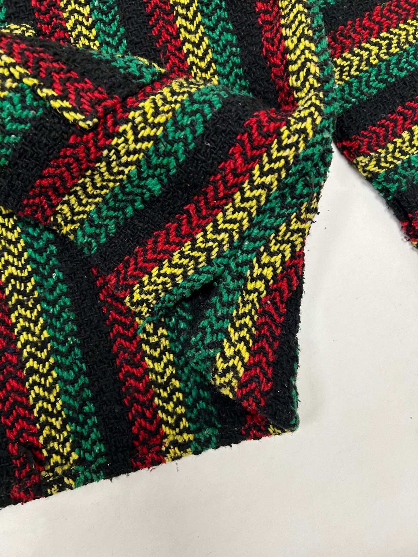BAJA JOE Drug Rug Rasta Woven Knit Sweater Hoodie Jamaca Tagged Small Mexico