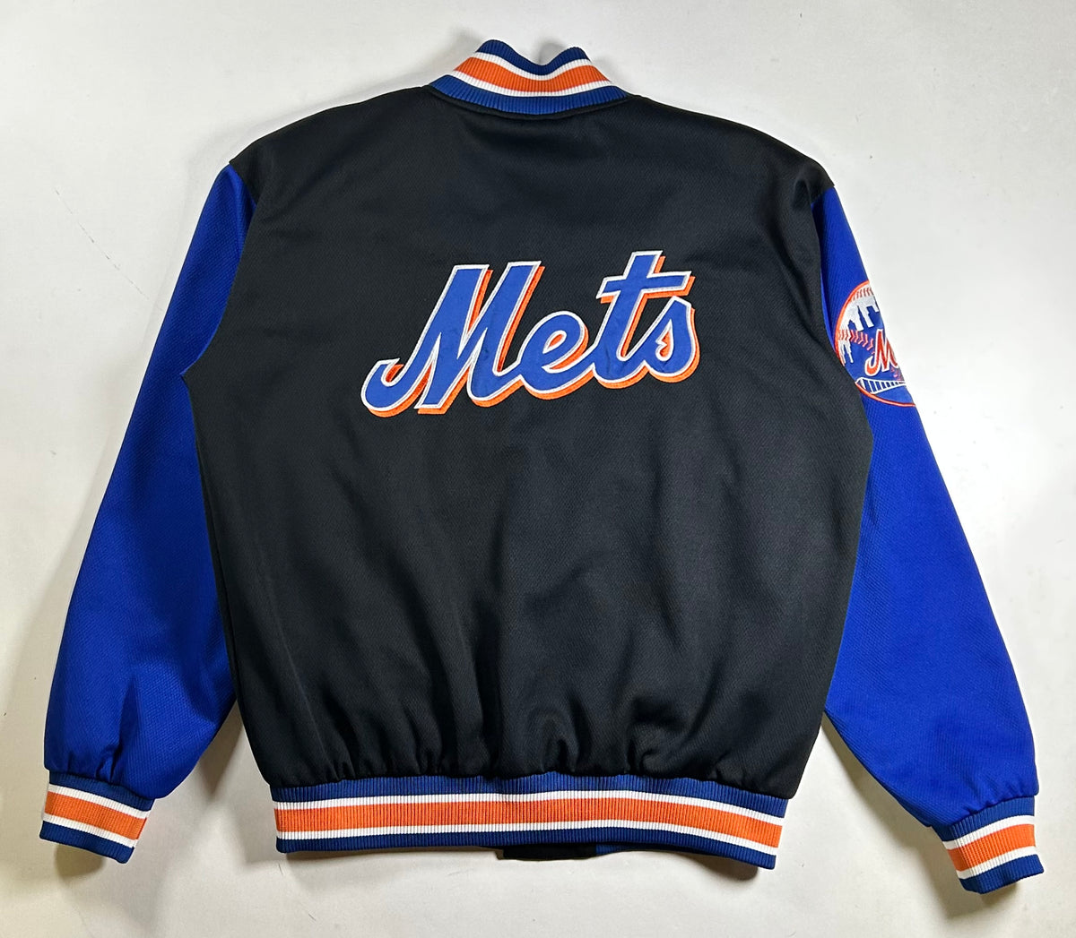 Vintage New York Mets Majestic Jacket MLB Baseball Snap Buttons Has Flaw See Med