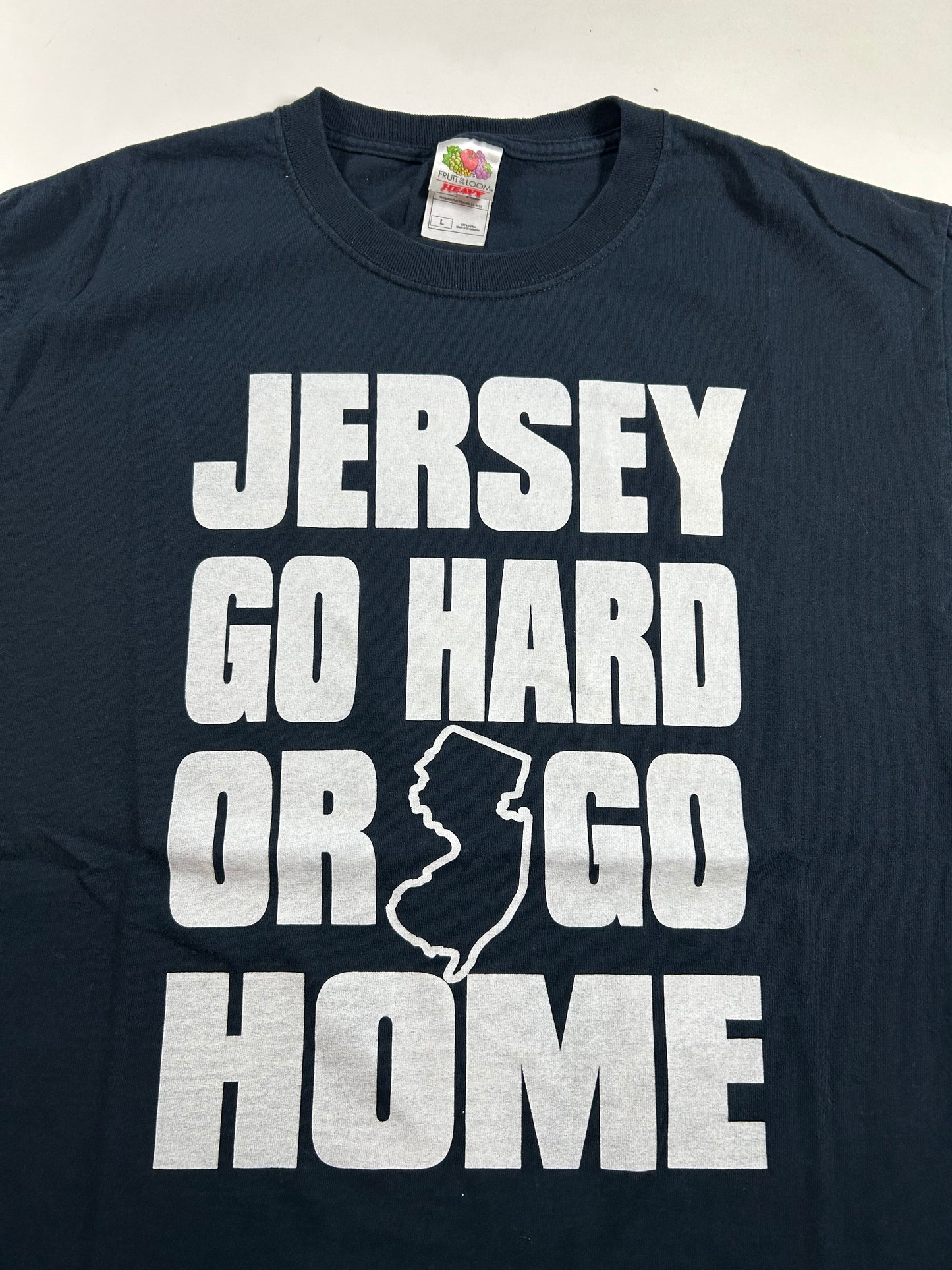 Vintage 2000s Jersey Go Hard Or Go Home Jersey Shore Style Tee Large 21.5x29.5 Inches