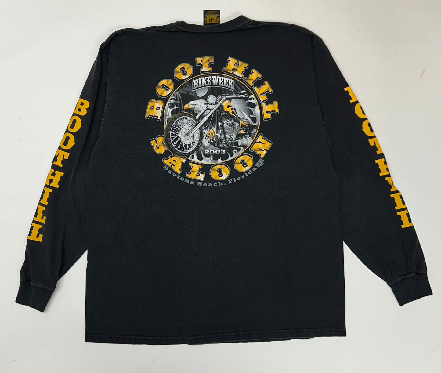 Vintage Boot Hill Saloon Bike Week 2003 Daytona Beach Florida Long Sleeve Tee XL 23.5x29.5 Inches