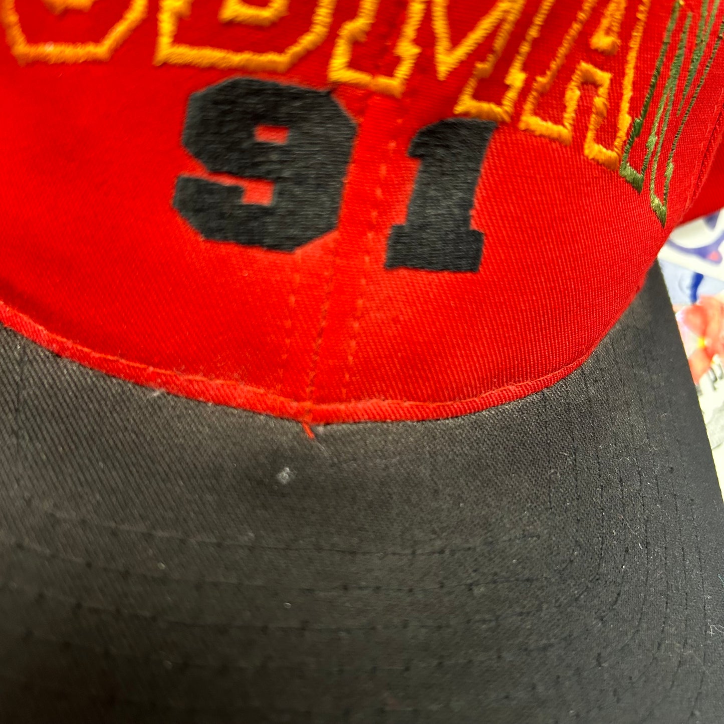 Vintage Dennis Rodman SnapBack Hat Rodman 91 Spell Out KC Caps Red Rare 90s