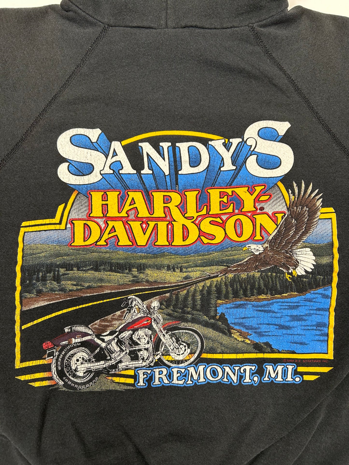 Vintage Harley Davidson Motorcycles Sandy’s Sweatshirt Eagle Biker 20x24 Inches Small Fit 1980s