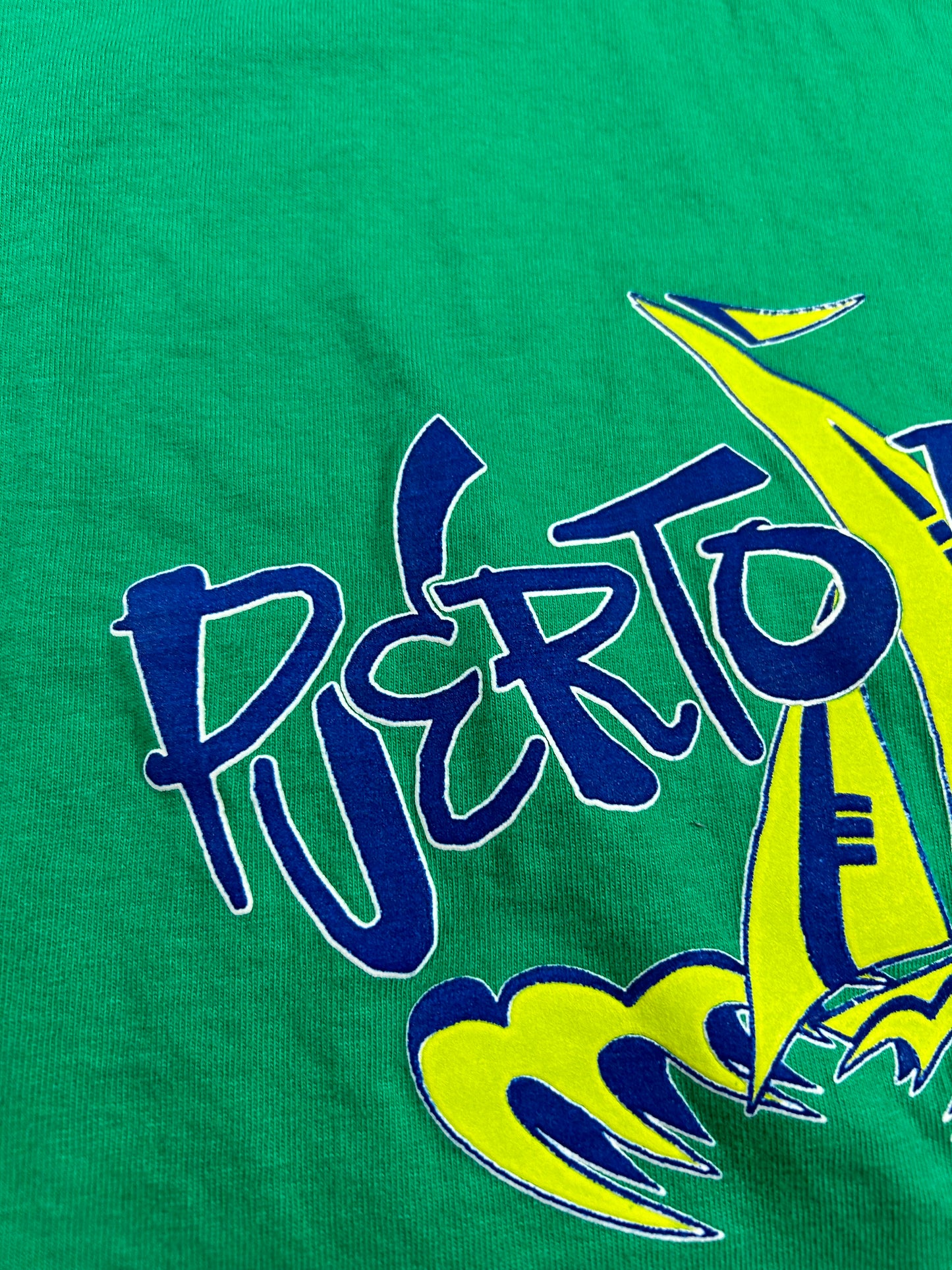 Puerto Rico Destination Tee 2000s Vintage Green XL 23.5x29.5 Inches