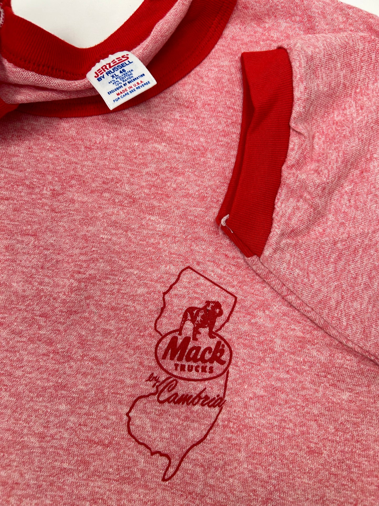 Vintage Mack Trucks By Cambria New Jersey NJ Logo Trucking Ringer Tee 21x28.75 Inches