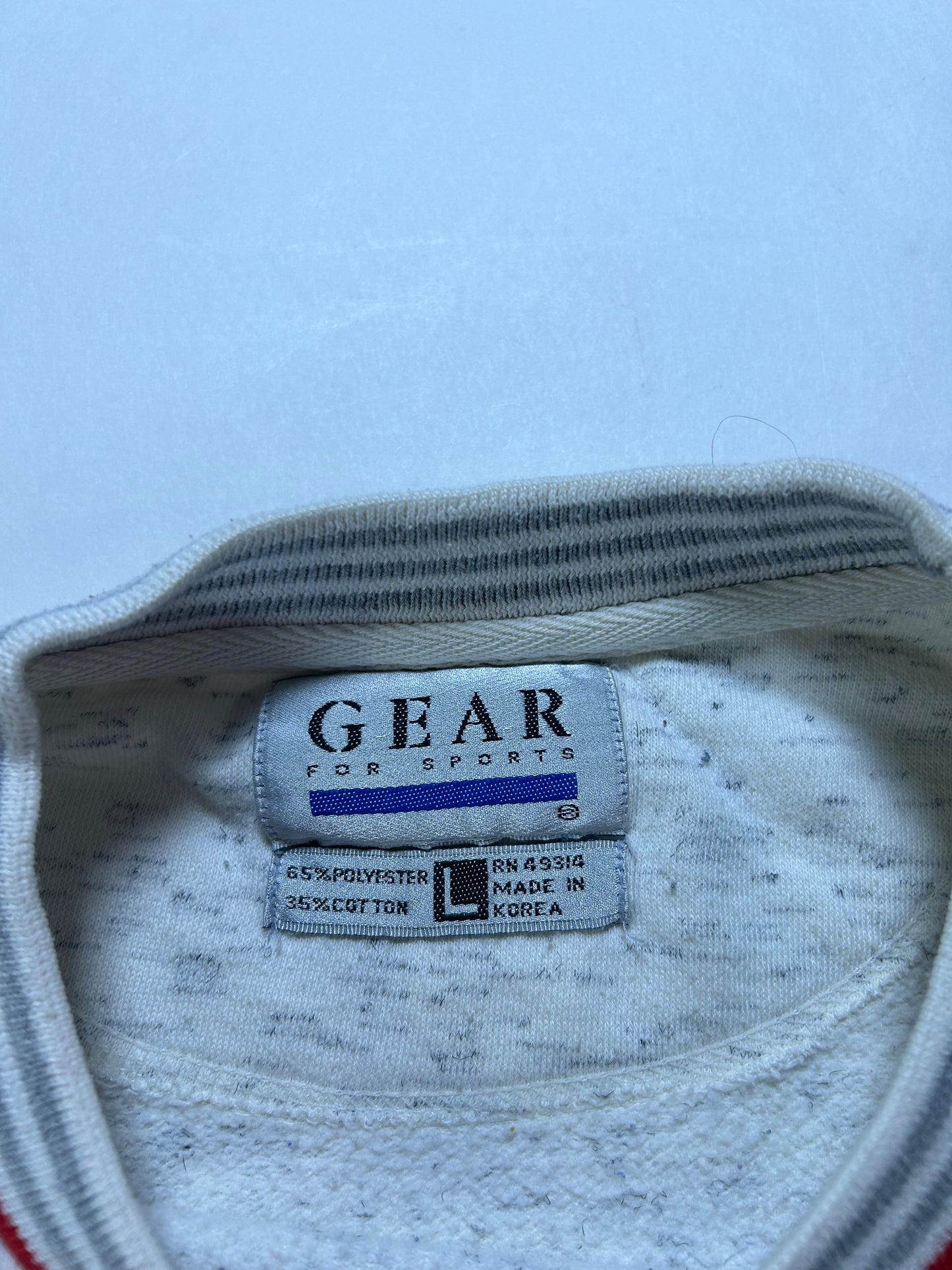 Vintage Gear For Sports Rider University College Crewneck Sweatshirt Boxy Mediumish Fit 23.25x25.75 Inches Gray