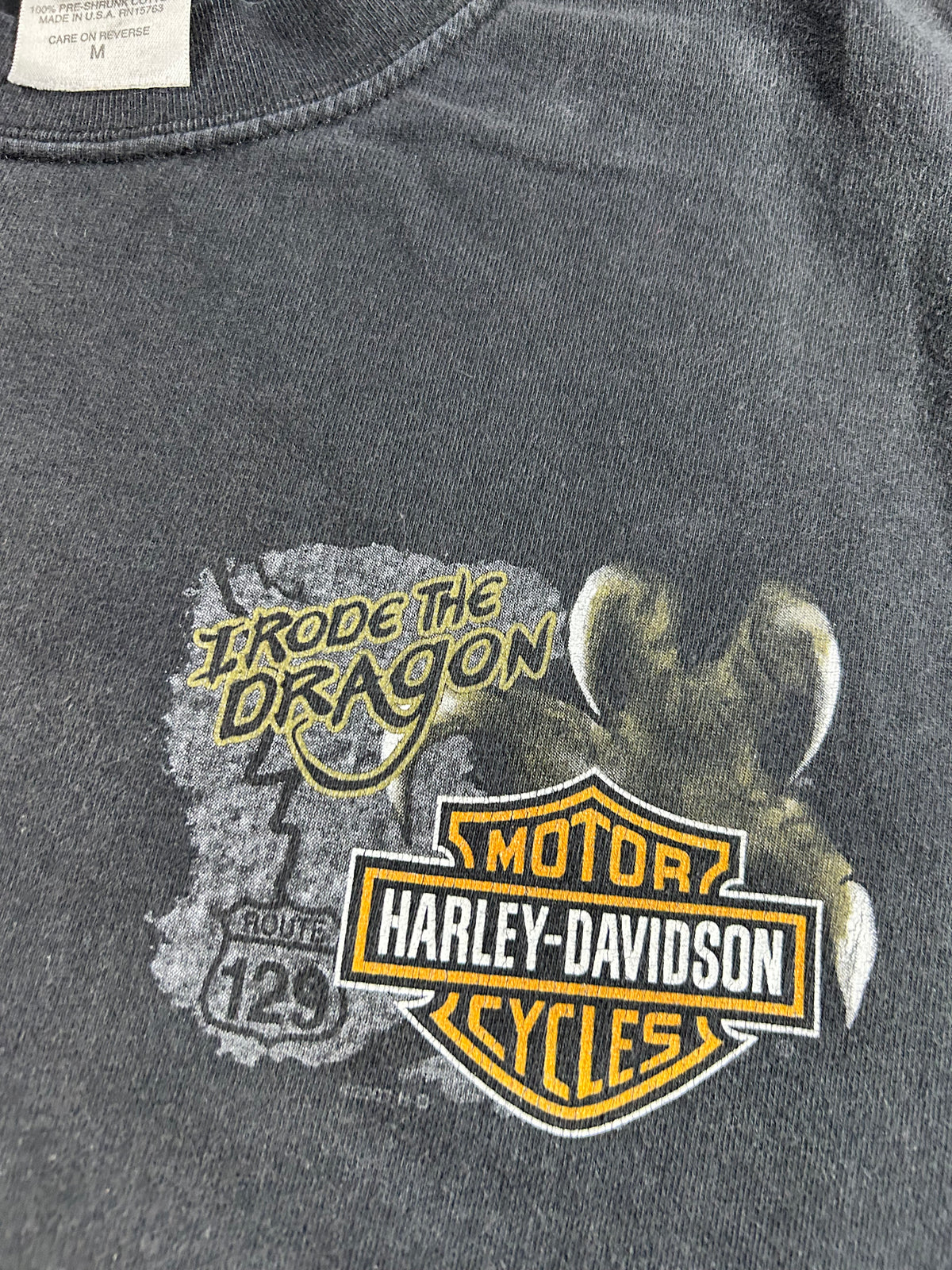 Vintage 2000s Harley Davidson/Buell Smoky Mountain I Rode The Dragon Motorcycle Long Sleeve Tee Medium 19.75x27.5 Inches