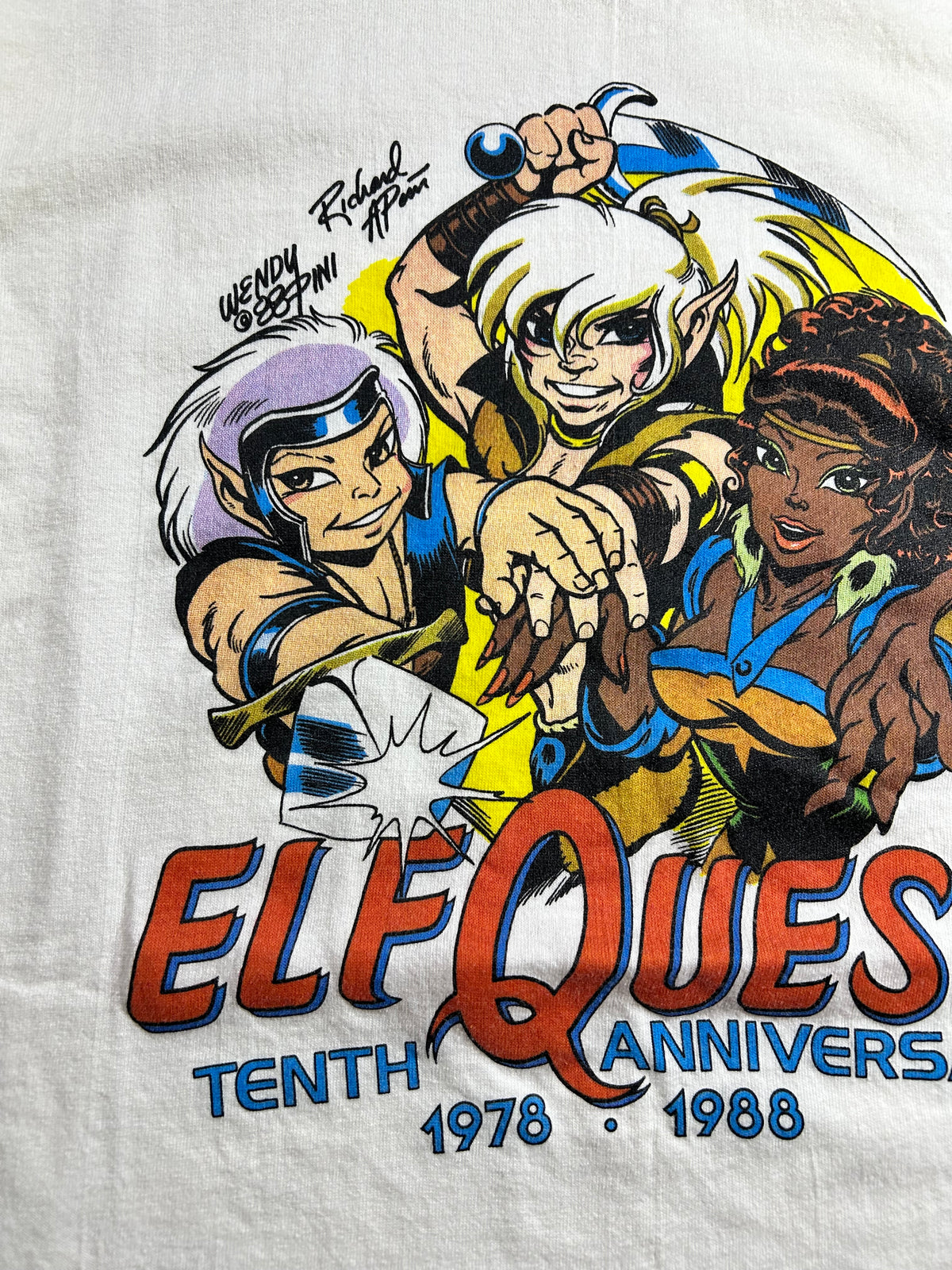 Vintage Elfquest Fantasy Comic Book 10th Anniversary 1978-1988 Tee 19x26.25 Inches M/S