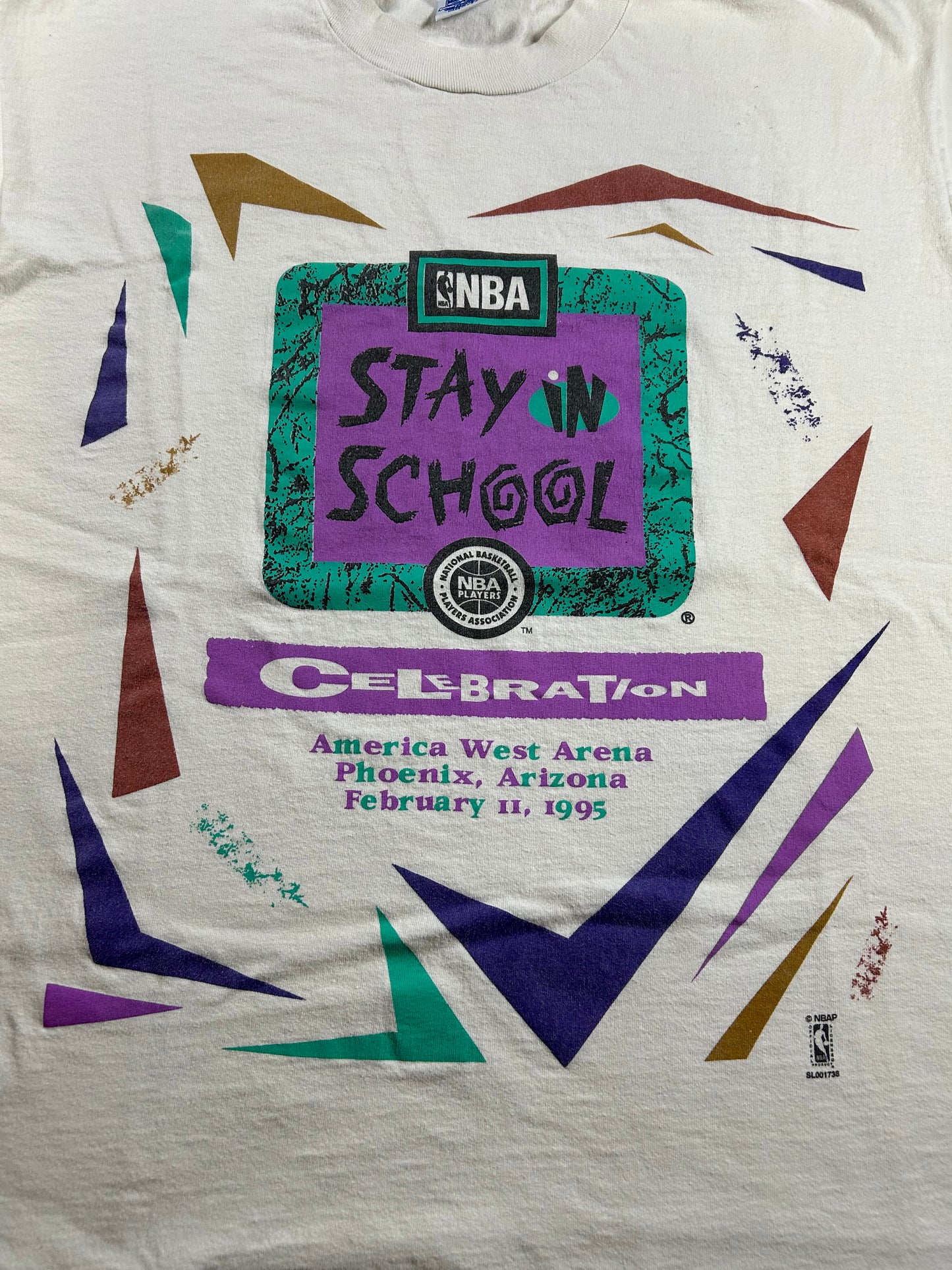 Vintage Salem Sportswear NBA Stay In School Celebration Phoenix Arizona 1995 Sleeveless XL 24.5x29.5 Inches Chopped Sleeveless Tee