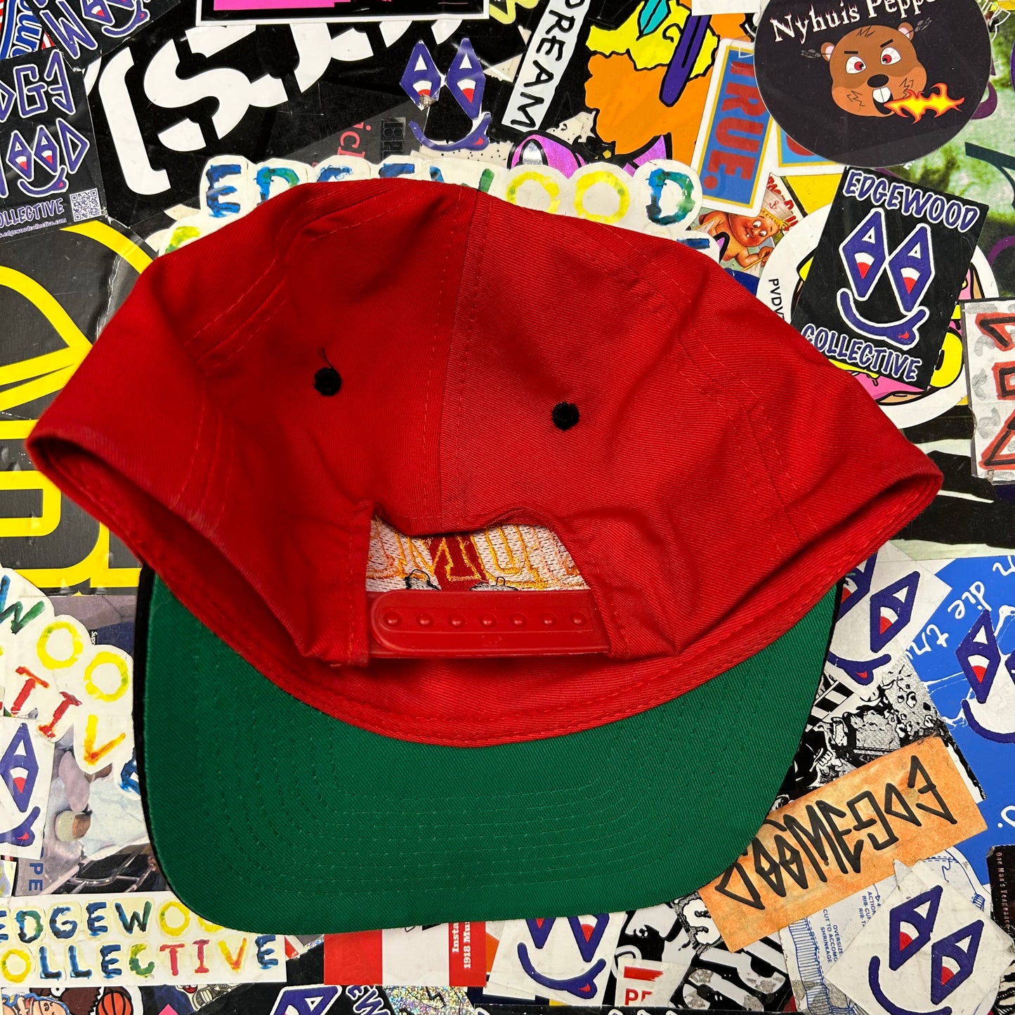 Vintage Dennis Rodman SnapBack Hat Rodman 91 Spell Out KC Caps Red Rare 90s