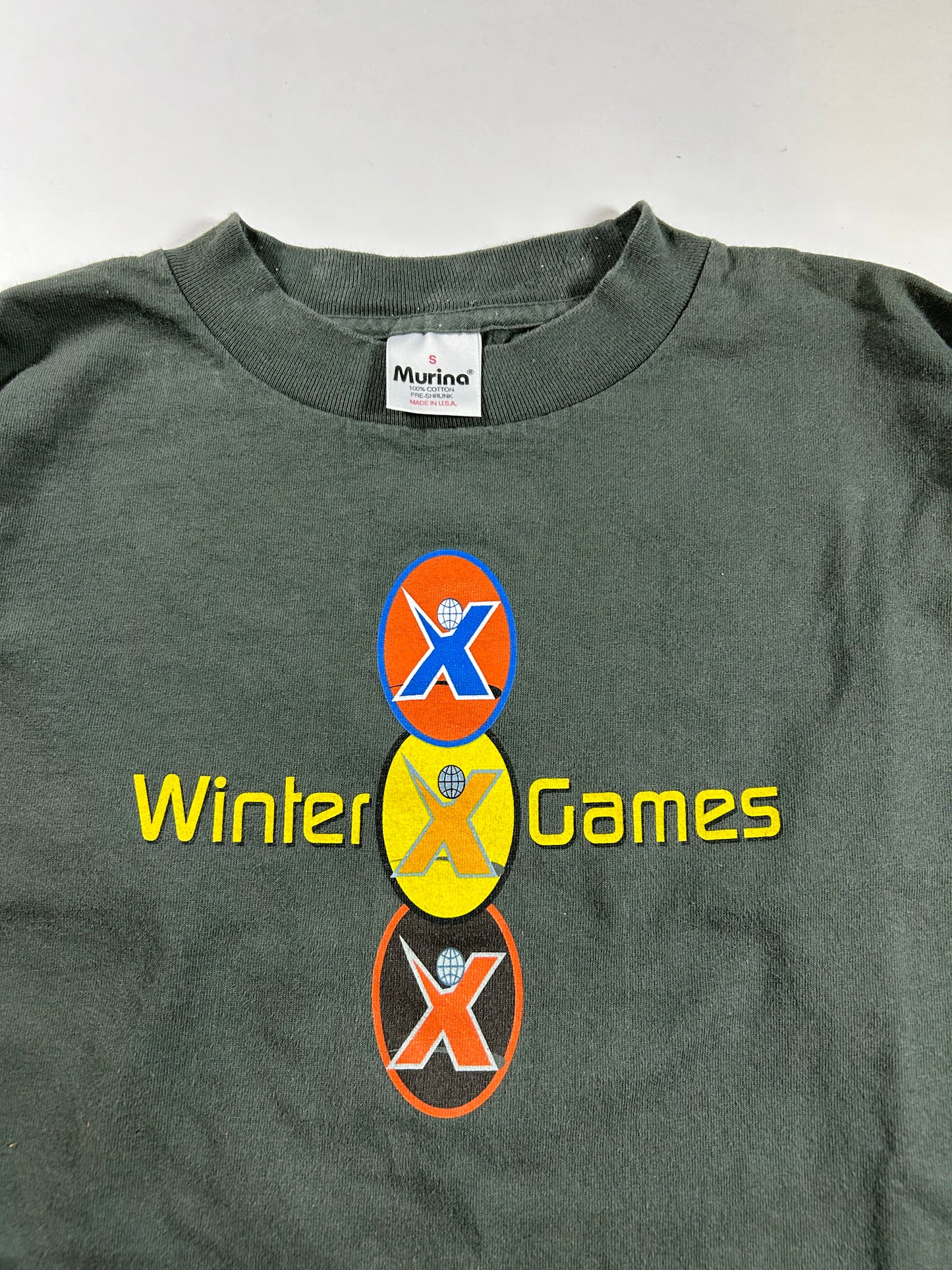 Vintage Winter X Games 2001 Mount Snow Vermont Long Sleeve T-Shirt Small 17x26.25 Inches Green