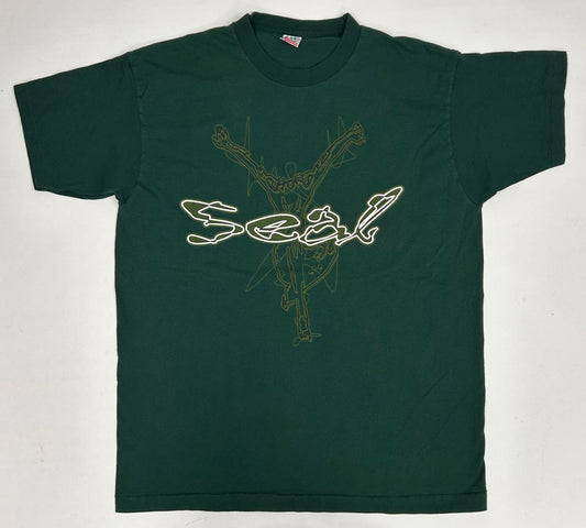 Vintage Seal 1995 Tour Pop Music Band Tee XL 23.5x31 Inches Green London