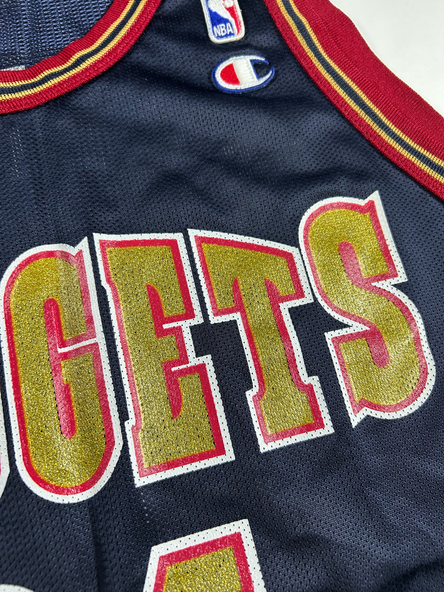 Vintage 90s Champion Denver Nuggets Antonio McDyess NBA Jersey 44 Large 22.75x30.75 Inches