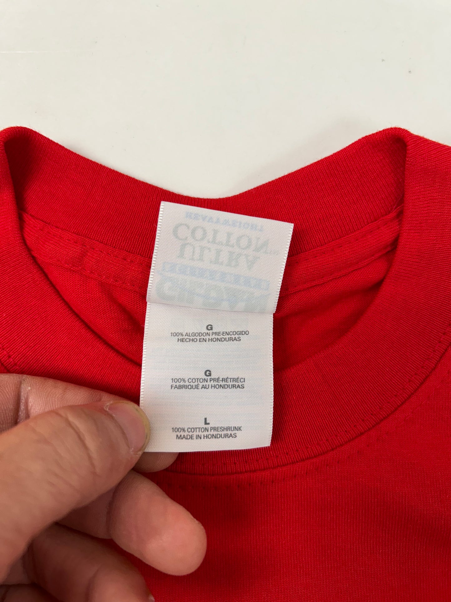 Edgewood NJ first edition “Deeper Than The Roots.” Tee 00s Gildan Ultra Cotton 100% Cotton Honduras Cherry Red