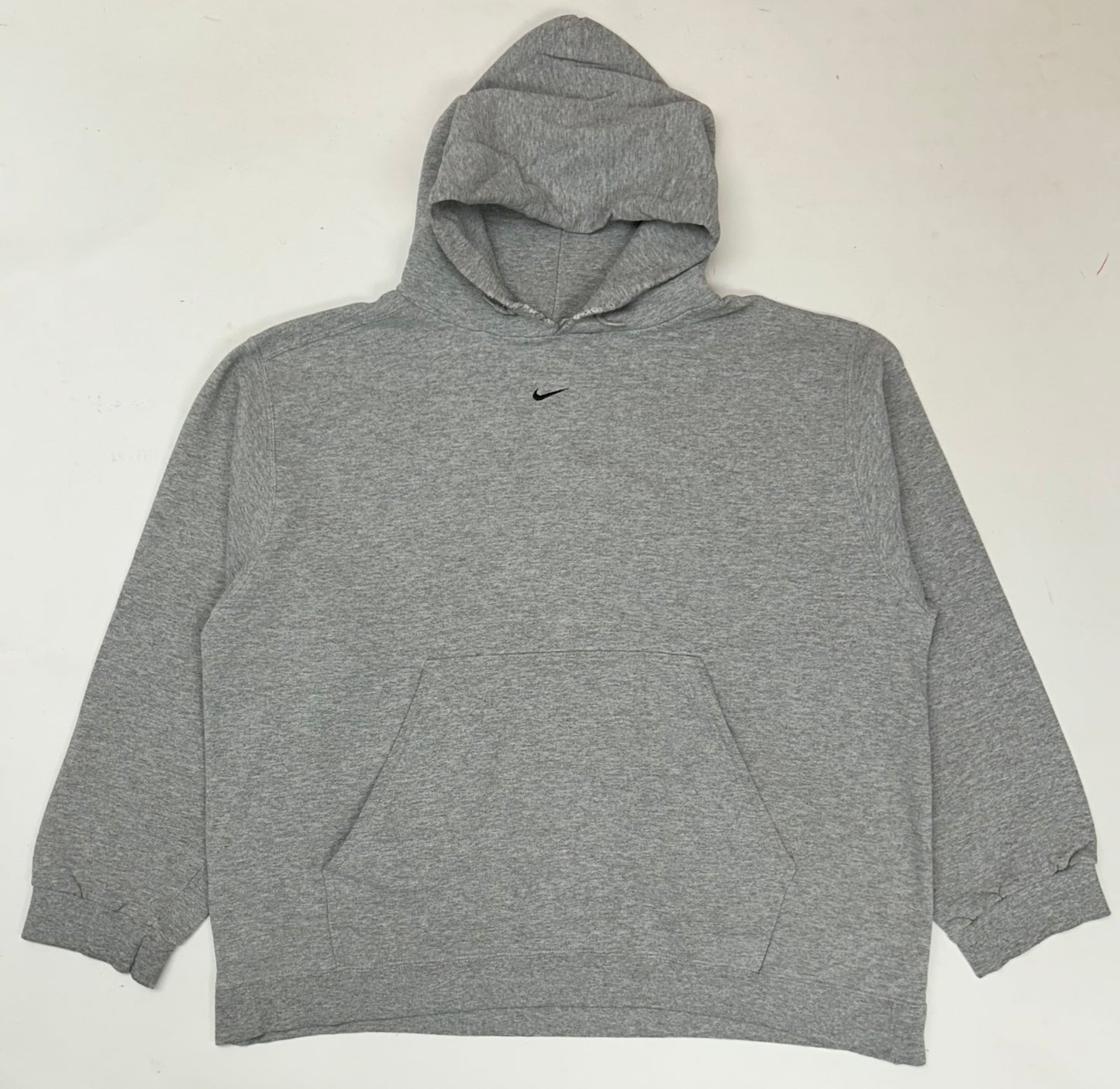 Vintage 90s Nike Center Swoosh Embroidered Logo Hooded Sweatshirt Worn In XL 27.25x28.25 Inches As Is