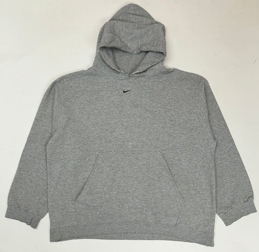 Vintage 90s Nike Center Swoosh Embroidered Logo Hooded Sweatshirt Worn In XL 27.25x28.25 Inches As Is