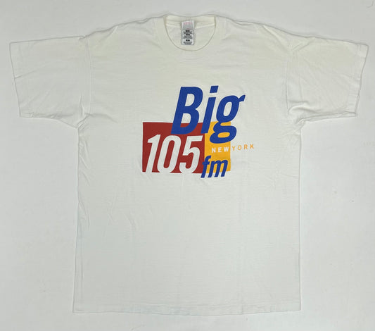 Vintage 90s Radio Station Big 105 FM New York Promo Tee XL 23.5x31.25 Inches