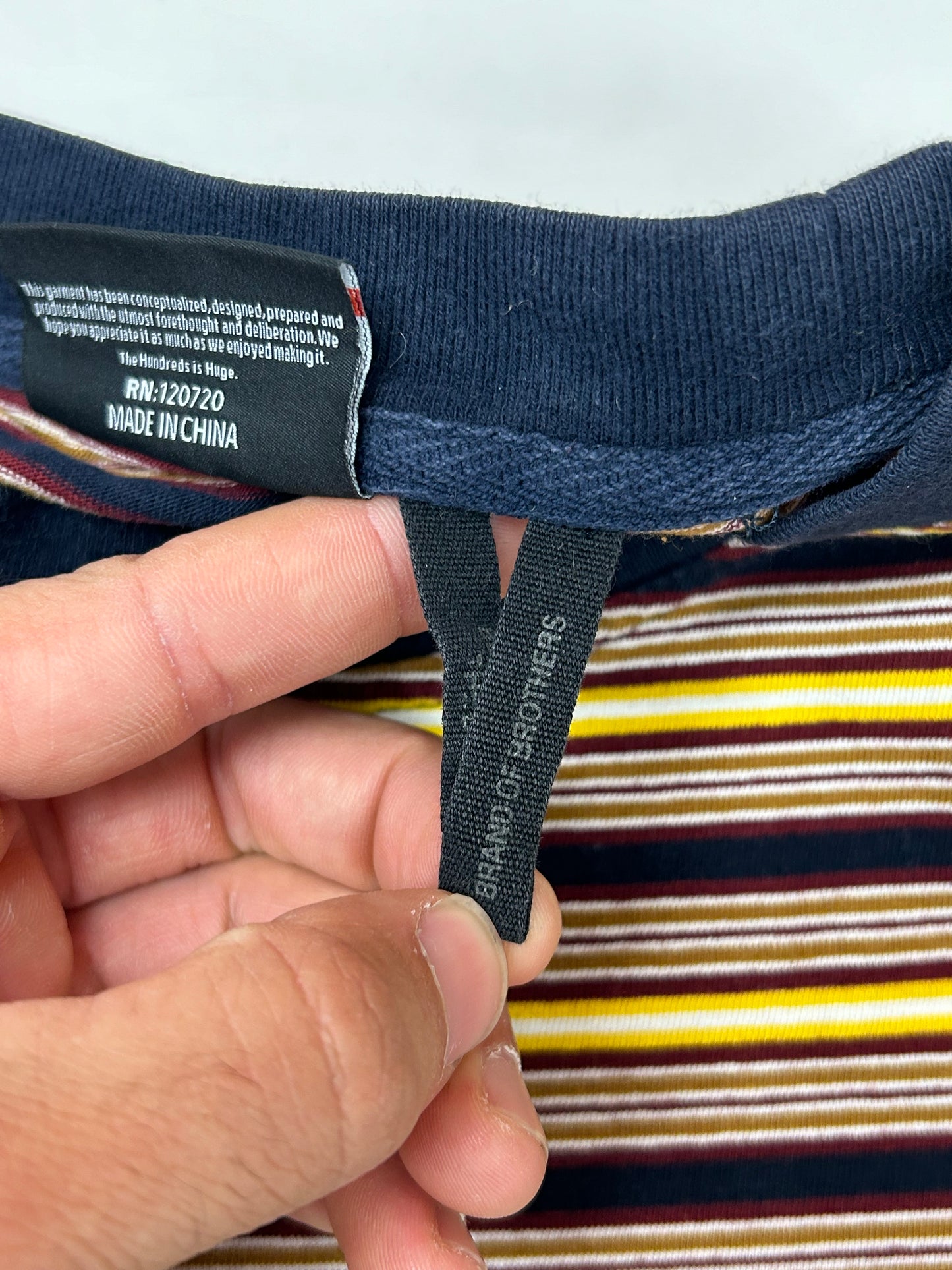 The Hundreds Embroidered Logo  Stripped Tee Medium 19.5x27 Inches