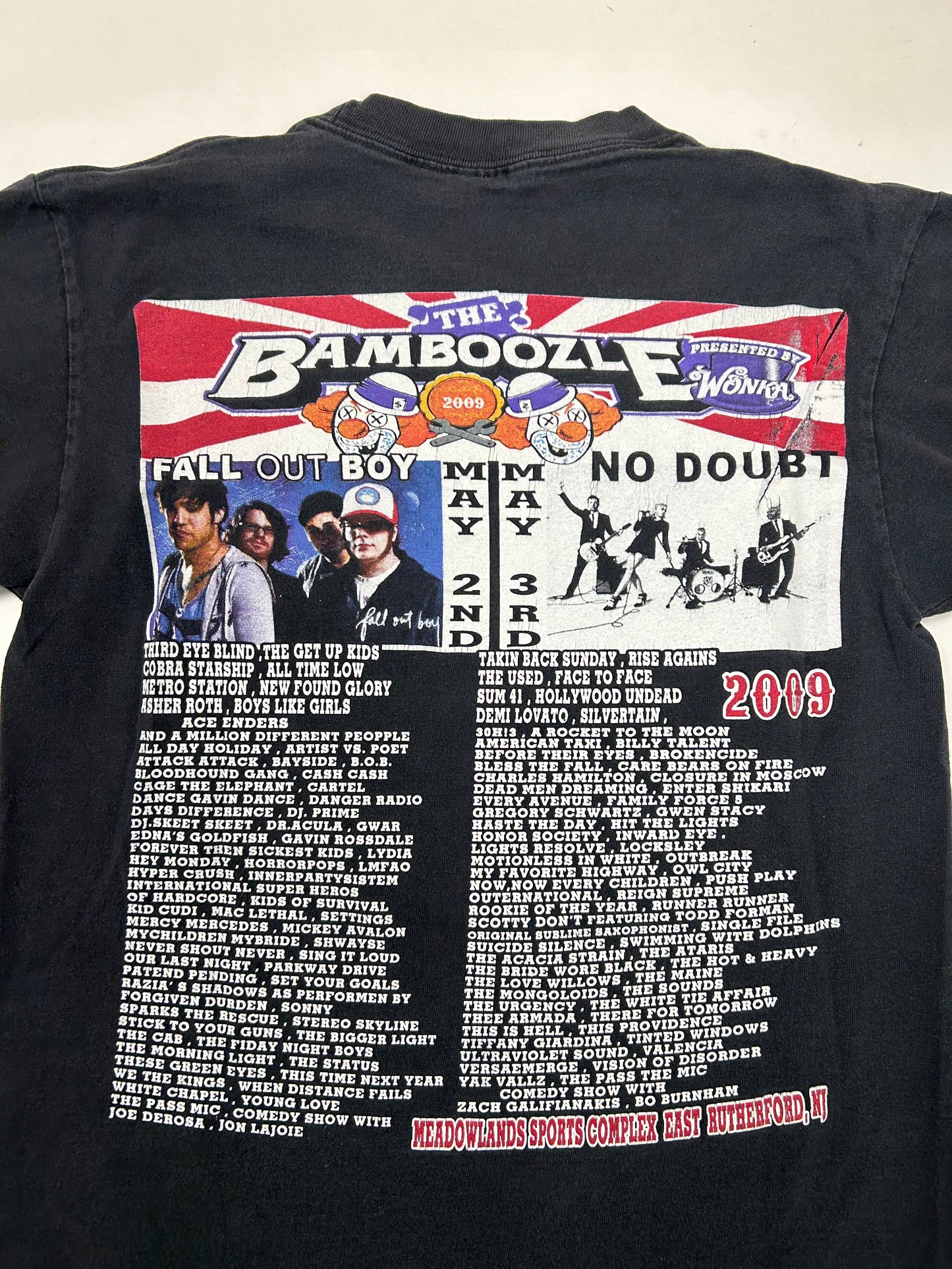 Vintage 2009 The Bamboozle Music Festival Band Meadowlands NJ Tee Small 17.25x24.25 Inches Faded Black As Is