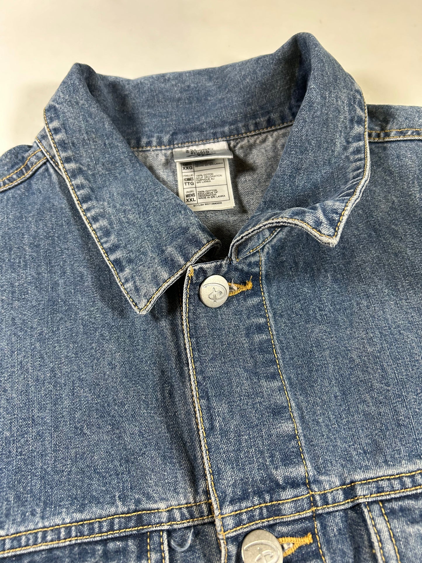 Vintage Disney Studio Jack Skellington Nightmare Before Christmas Denim Jacket 2XL 27.75x29.5 Inches