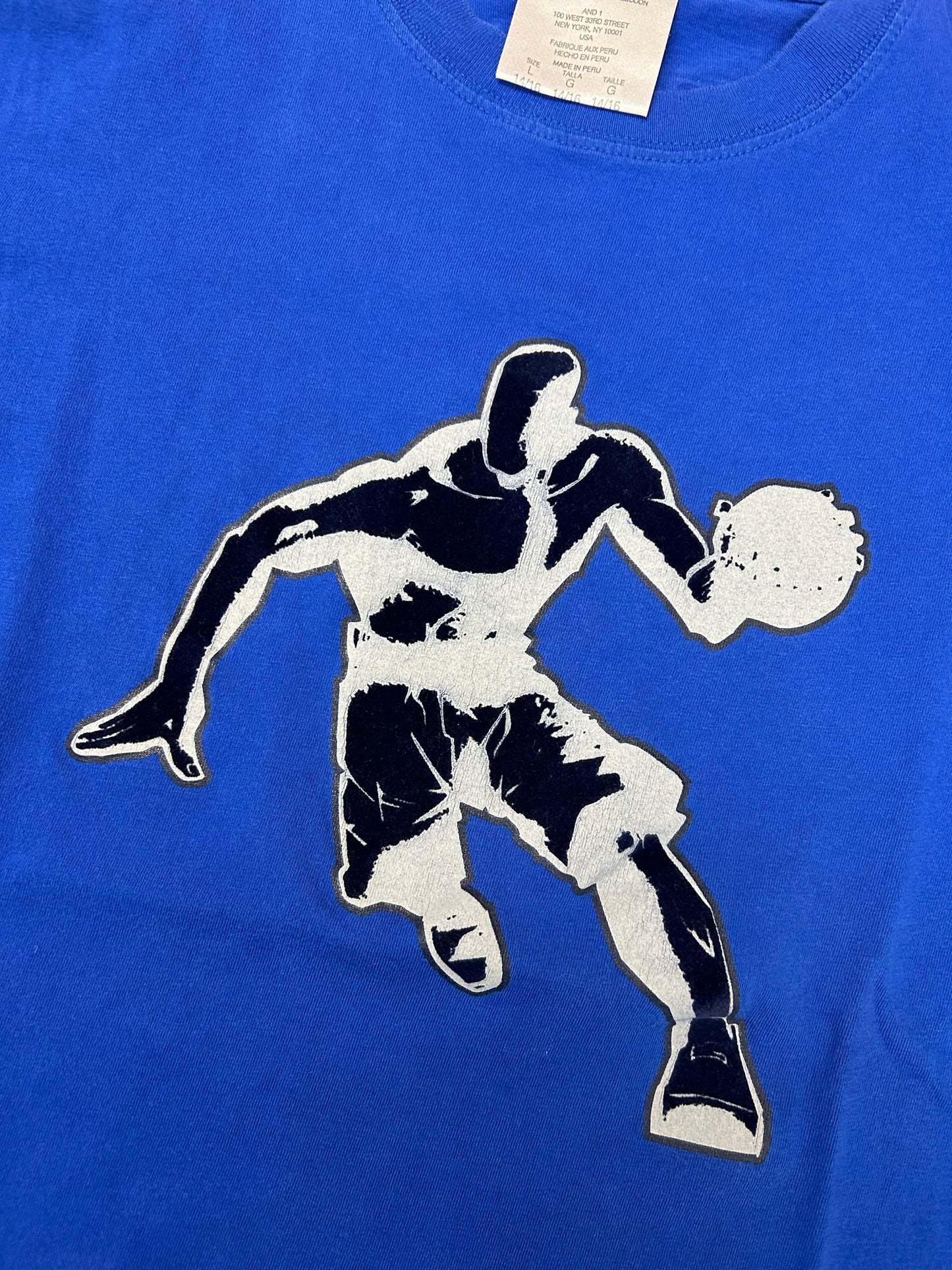 Vintage 00s And 1 Basketball Graphic Tee Youth Large (14/16) Blue Adult S/M 20x26 Inches