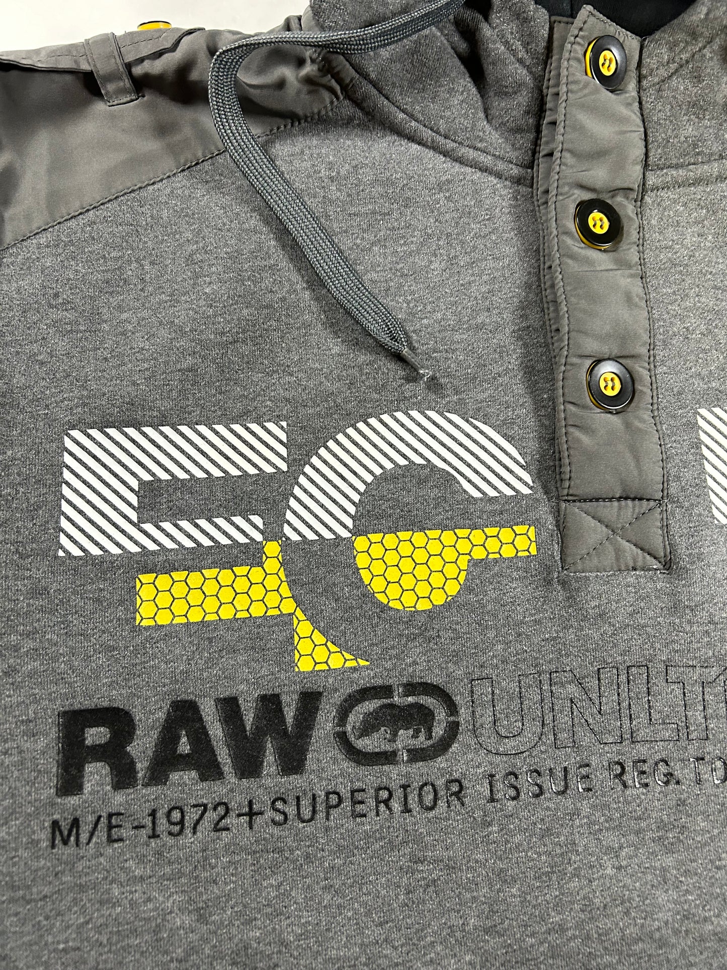 Vintage Eckō Unltd. Raw & Uncut Hooded Sweatshirt Gray Y2K Size Large 24.25x27