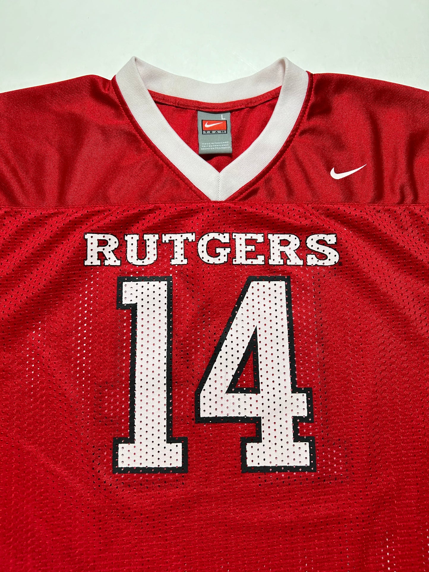 Rutgers Scarlet Knights Jersey Red NCAA Football College Nike #14 Youth Large 19.75x27.75 Inches