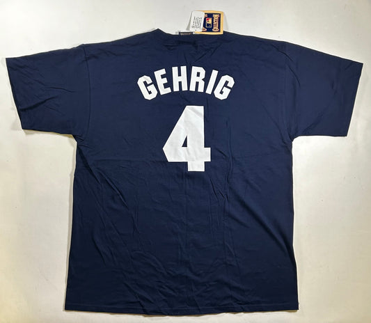 Brand New Vintage 2000s Majestic Cooperstown Collection New York Yankees Lou Gehrig #4 MLB Player Tee 2XL 26.5x33.25 IncheS