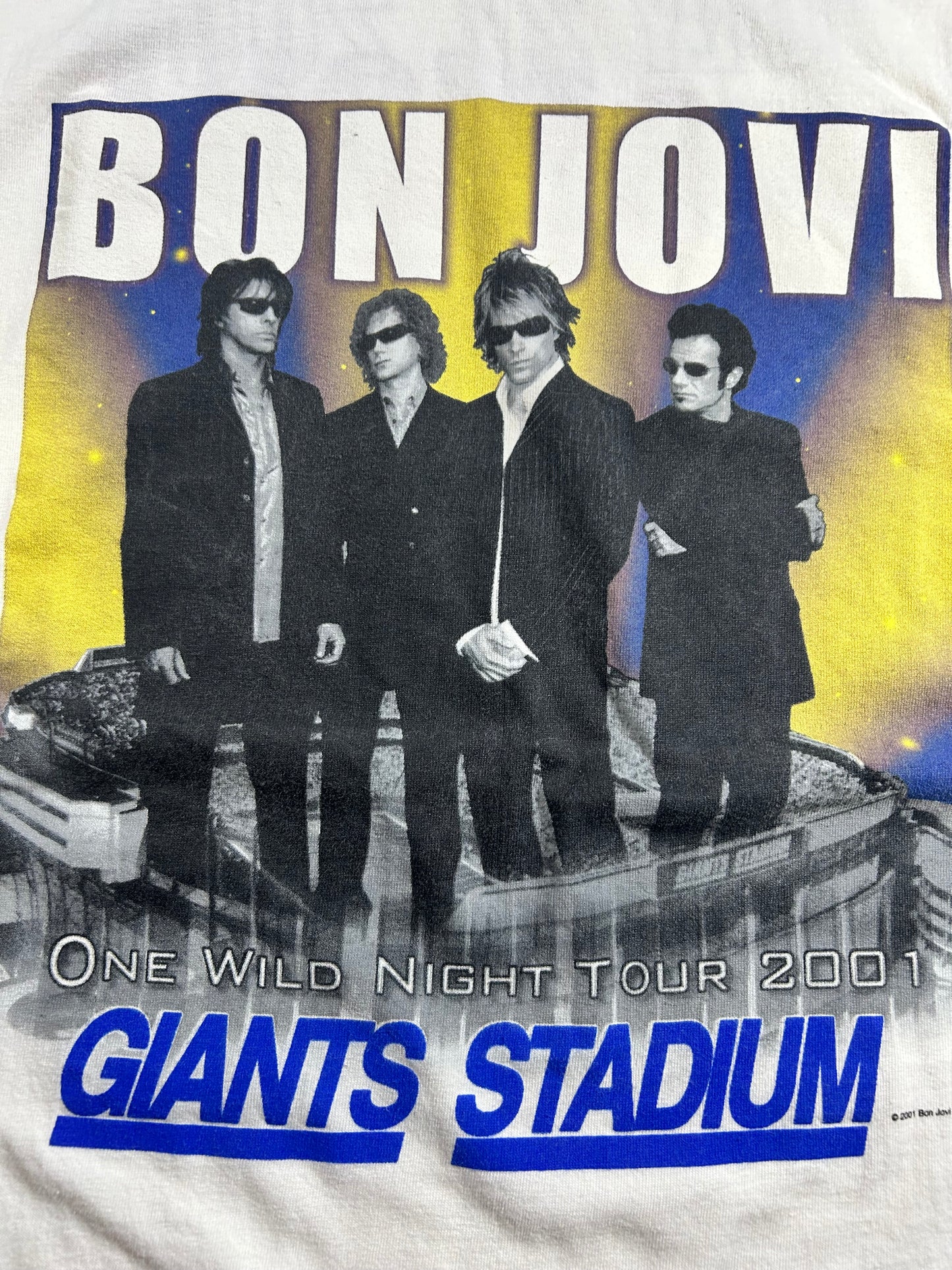 Vintage Jon Bon Jovi One Wild Night 2001 Giants Stadium Sold Out Tour Tee XL 23.5x31.5 Inches