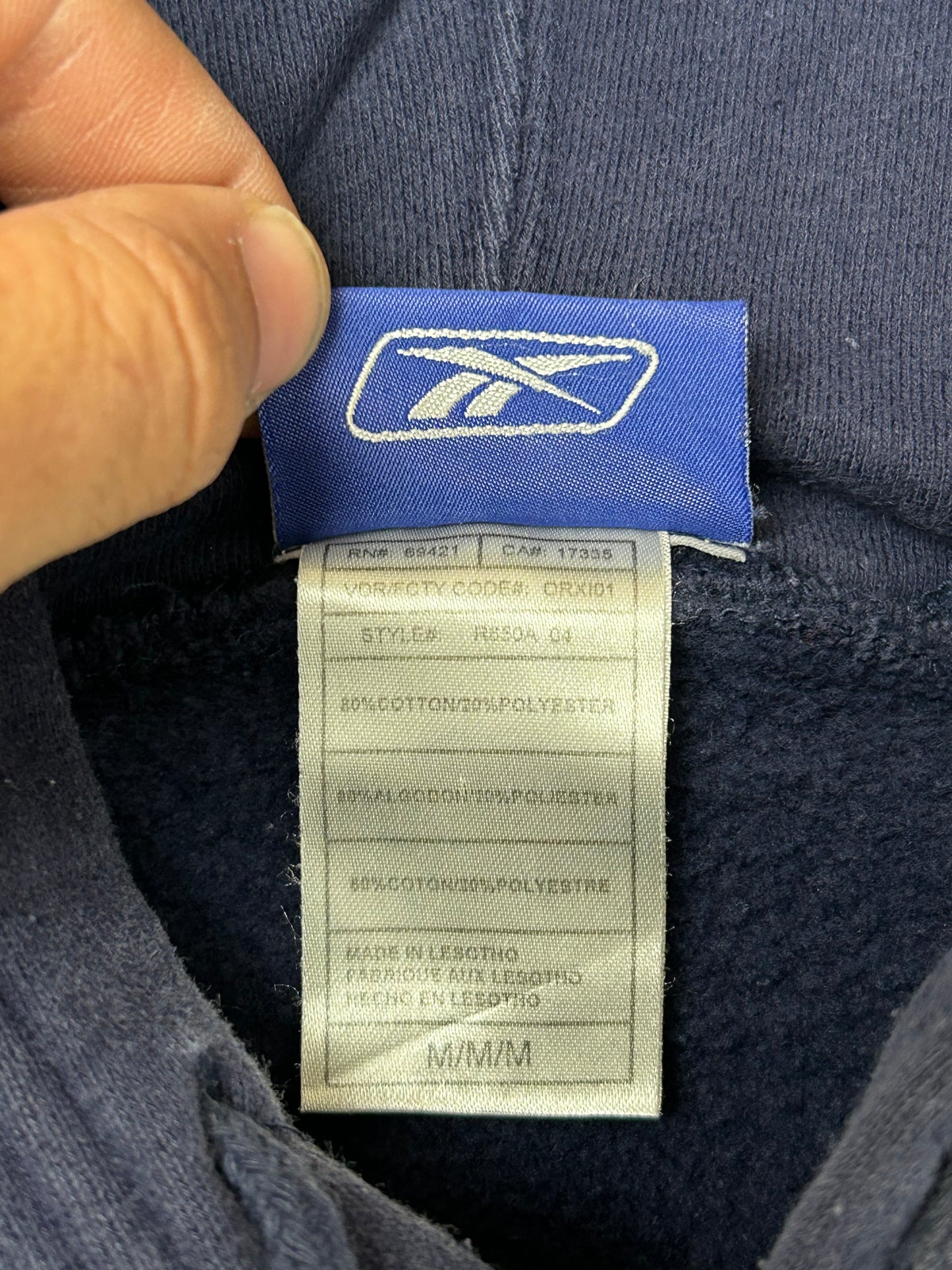 Vintage 00s Reebok New Jersey Nets NBA Hooded Sweatshirt Medium 23.25x26.5 Inches Worn Navy