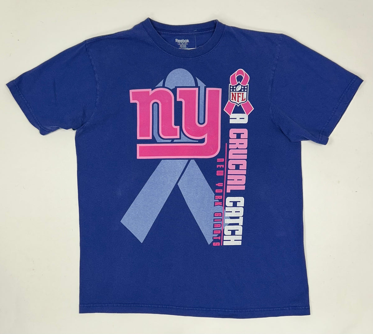 New York Giants NFL Crucial Catch Breast Cancer Reebok T-Shirt XL 23x30 Inches