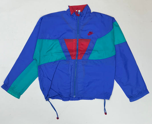 Vintage 90s Nike Multi-Color Windbreaker White Label Small 23x24 Inches