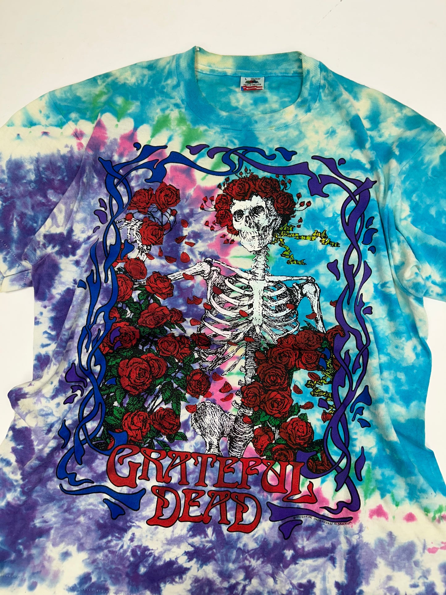 Vintage Grateful Dead 25 Years Dead 1990 Tie Dye Skeleton Music Band Tee Large 22x28.75 Inches