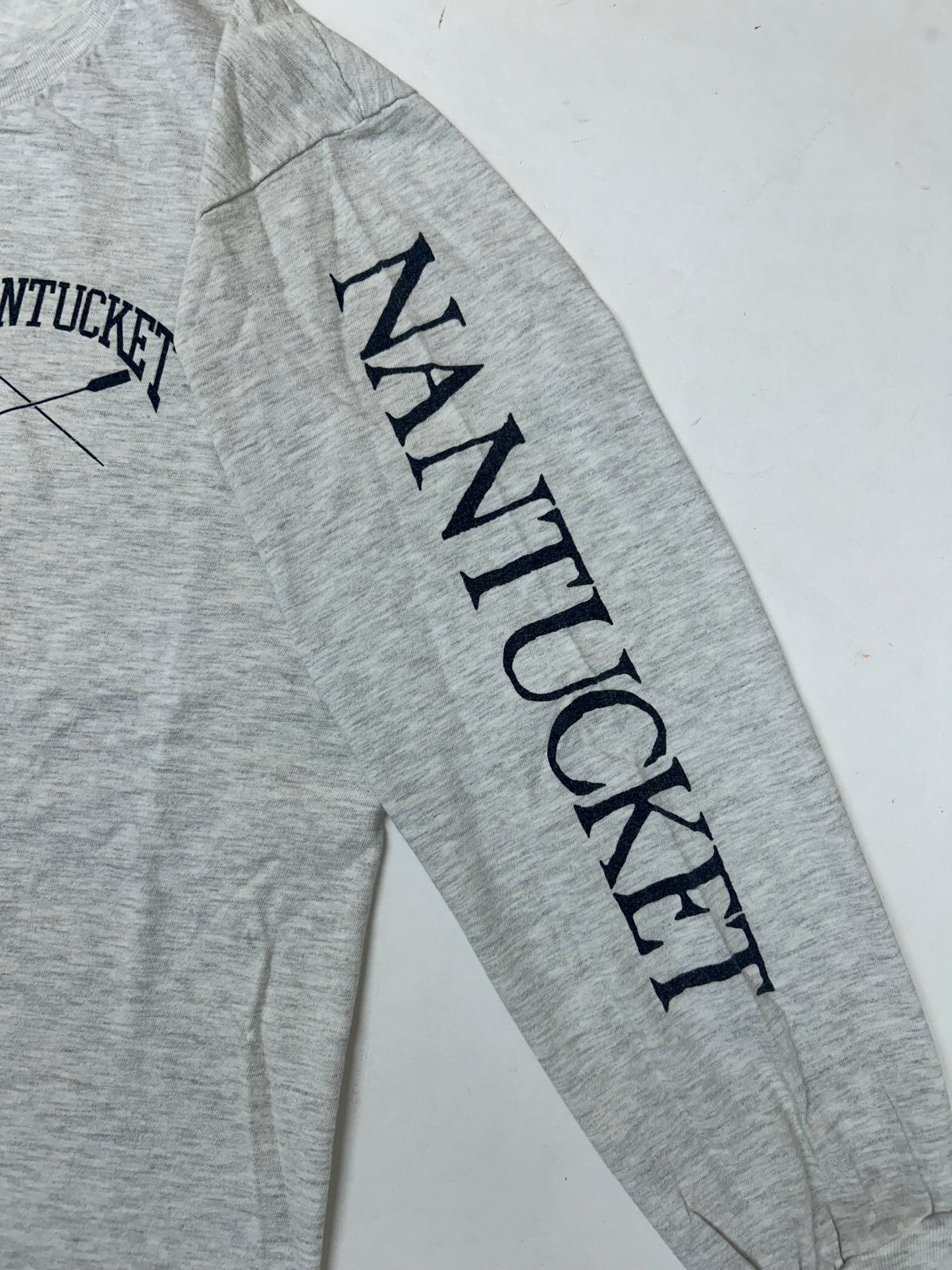 Vintage University Of Nantucket Rowing Long Sleeve Tee Gray Medium 19.75x26.5 Inches