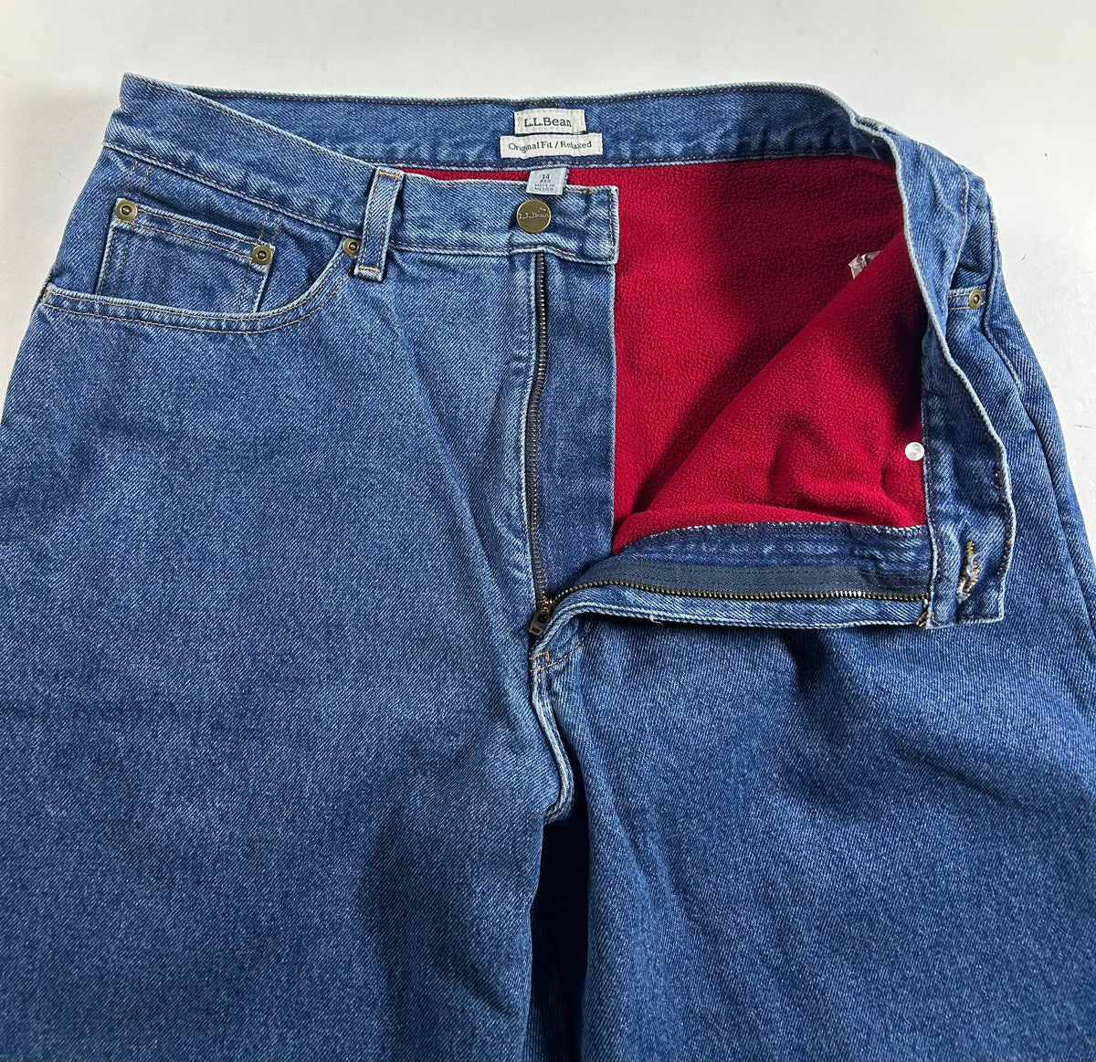 Vintage LL Bean Fleece Lined Jeans W14 Original/Relaxed Fit Lined Quality Denim Tagged 14 16.5x41.75 Inches