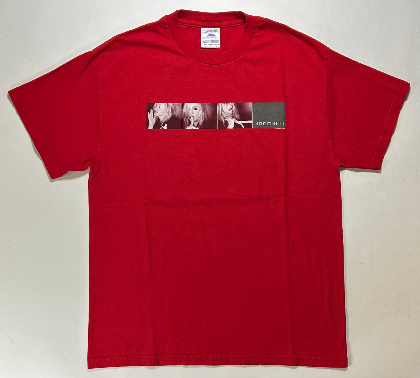 Vintage 2001 Madonna Drowned World Tour MSG Music Tee Large 21x28.76 Inches Box Logo Graphic Red