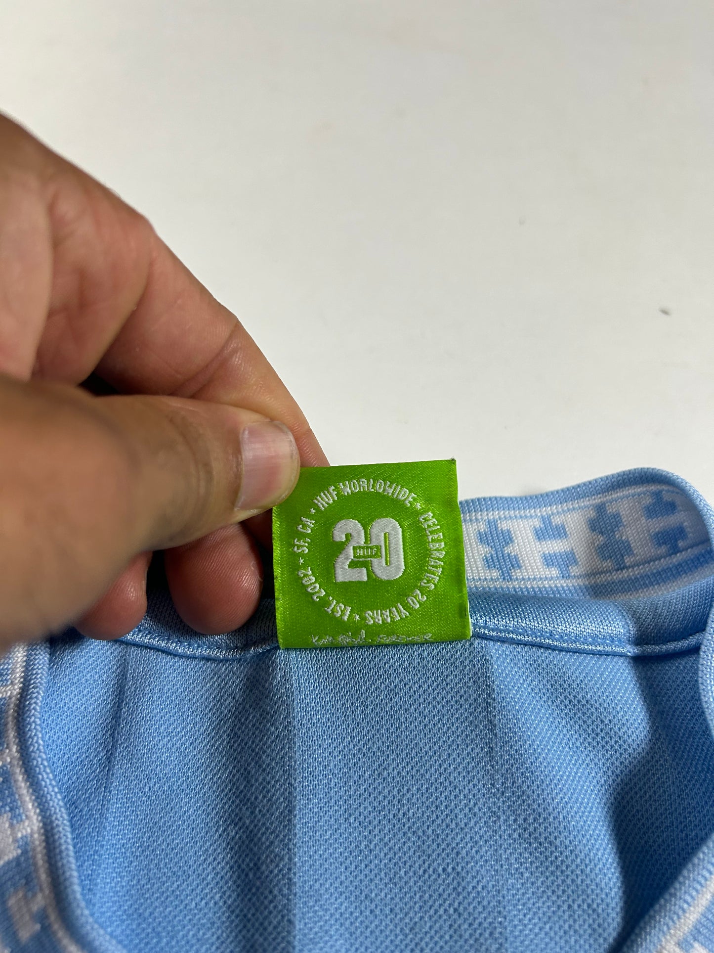 HUF WorldWide Celebrates 20 Years Soccer Jersey Tee Medium 21.5x28.75 Inches Blue Skateboarding