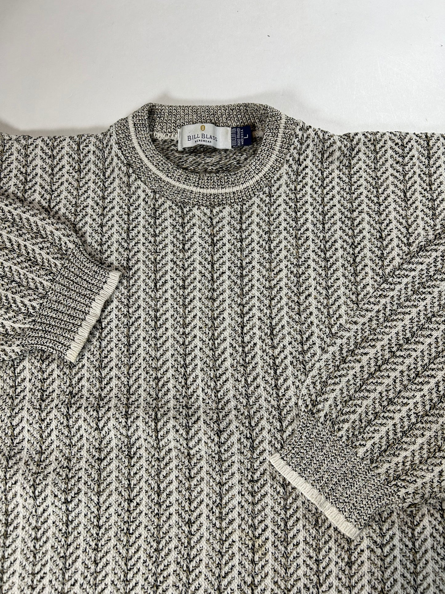 Vintage Bill Blass Grandpa Sweater Cotton Knit USA Men’s Large/Medium 22.5x25.75 Inches