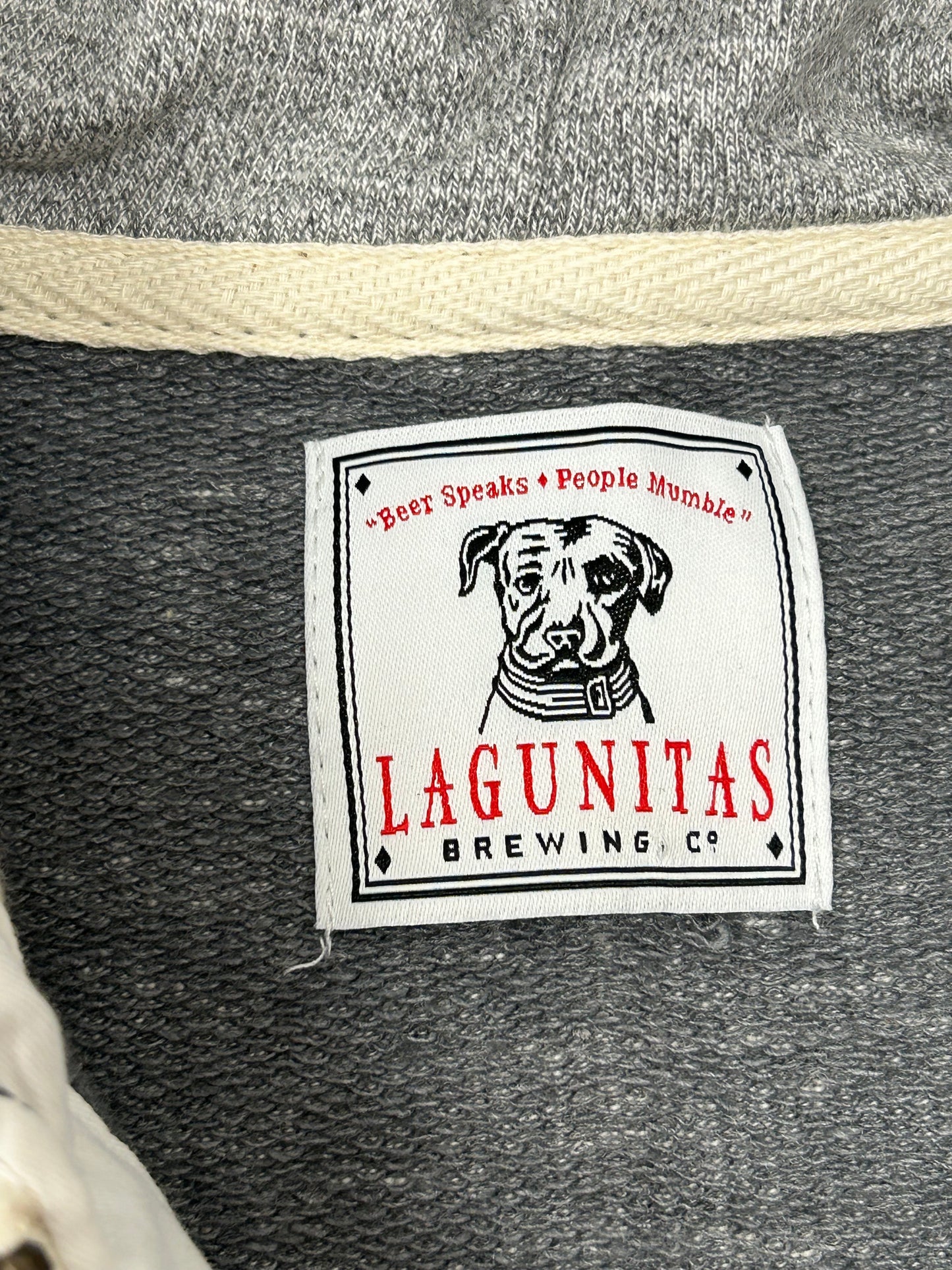 Lagunitas Brewing Company Zip Up Sweatshirt Hoodie Grey Dog Logo Medium Clean