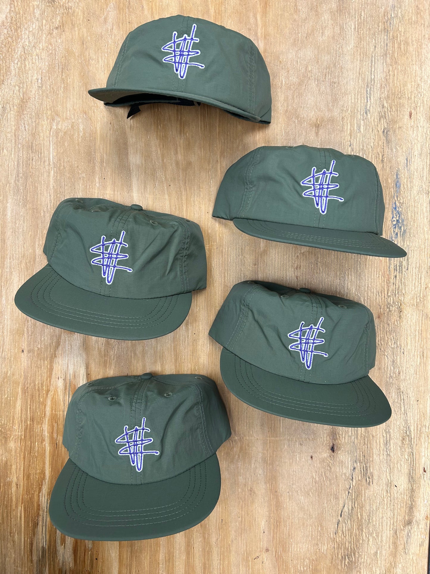 Edgewood NJ EW 973 Team Logo Nylon 6 Panel Adjustable Hat Olive Drab