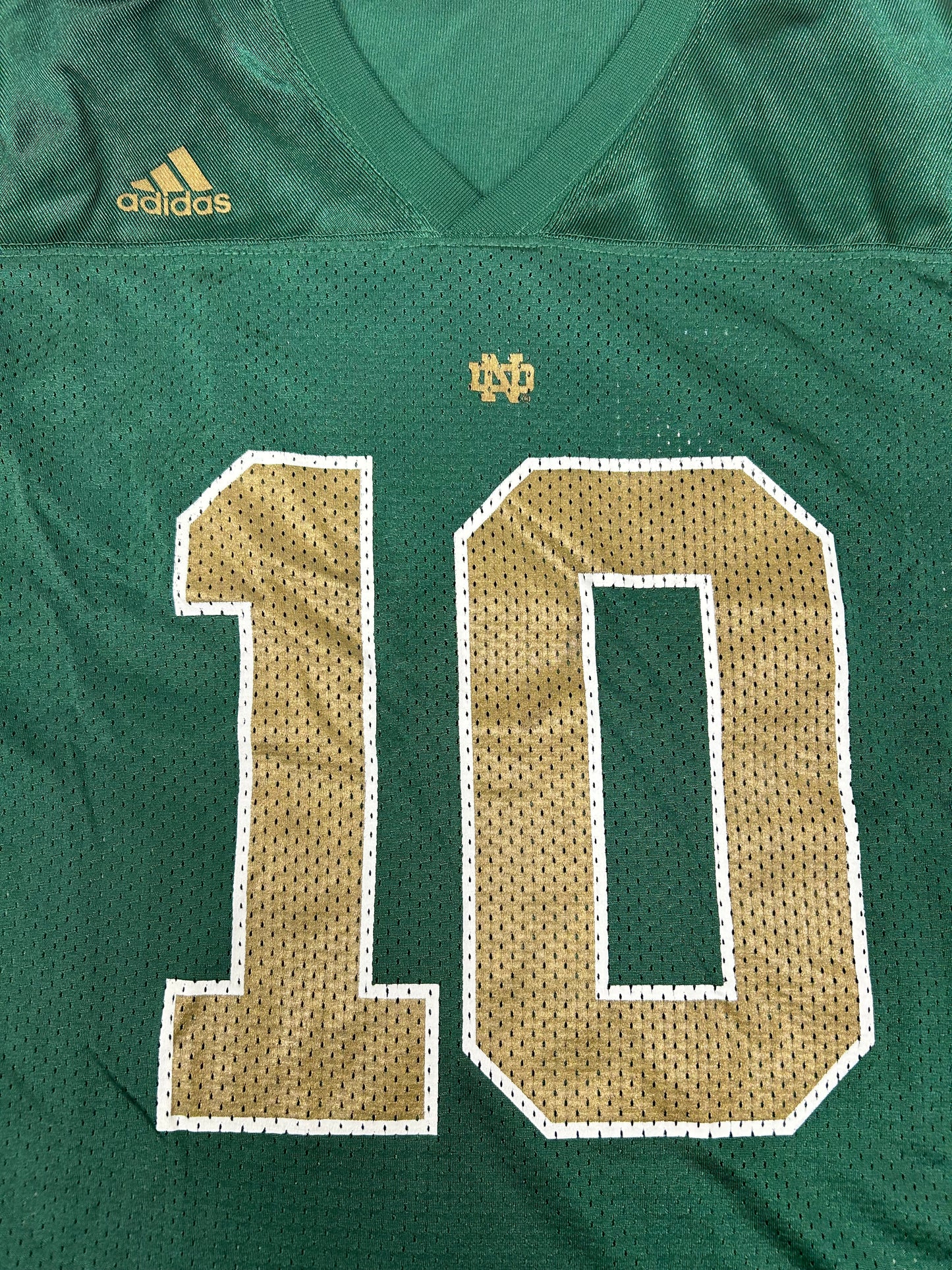 Vintage 2000s Adidas Notre Dame Fighting Irish Brady Quinn #10 Jersey Youth Medium Green