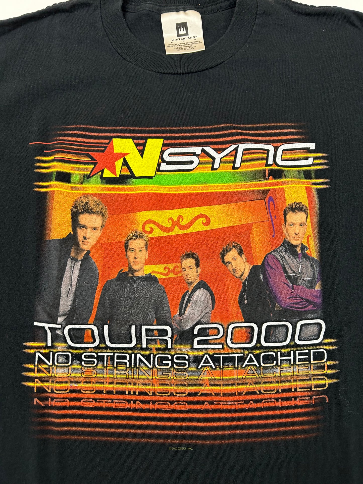 Vintage 2000 *NSYNC No Strings Attached Tour Boy Band Music Tee Winterland Tag Medium 19.5x28.5 Inches