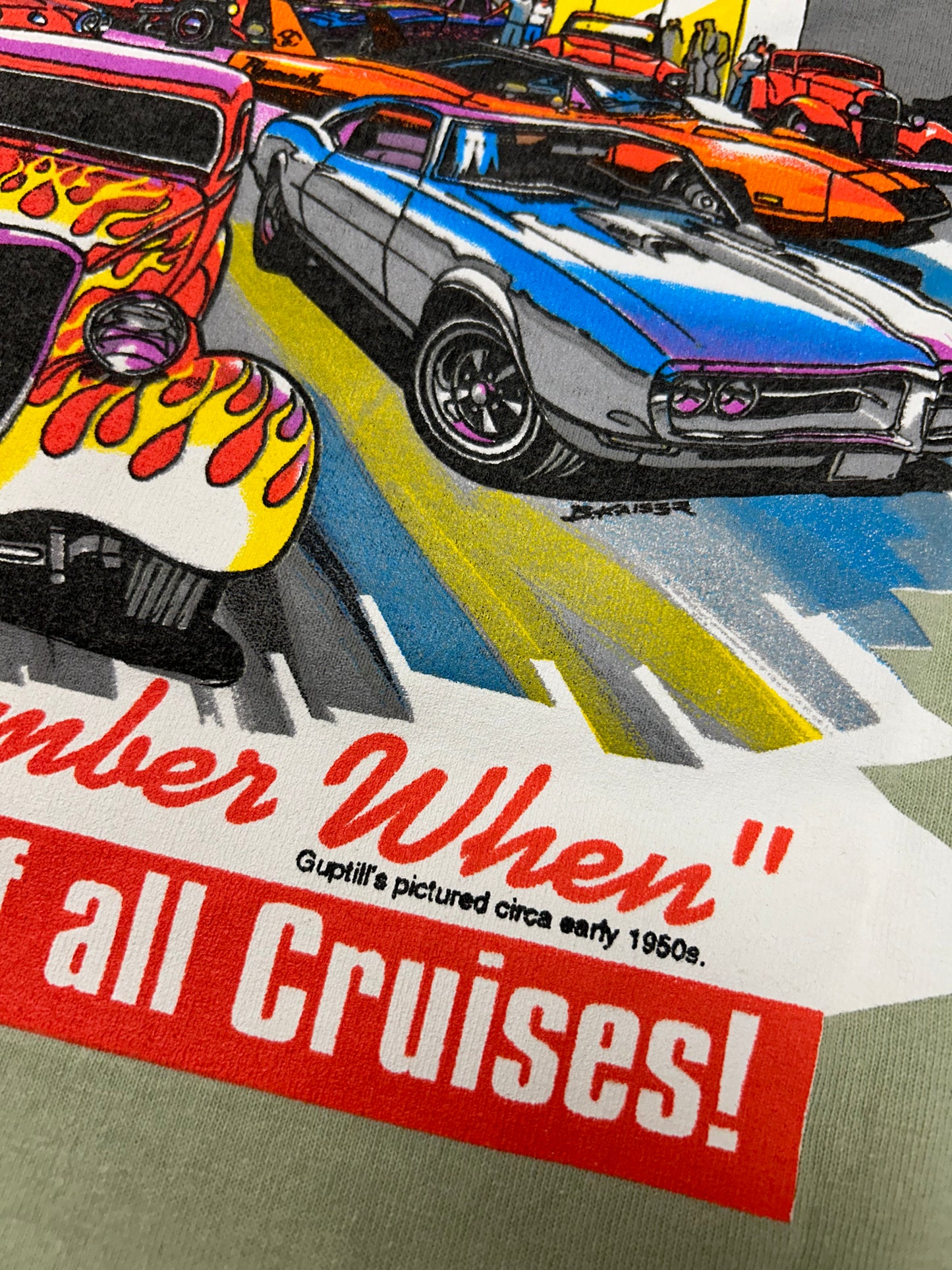 Vintage 2000s Cruise night Guptill’s Roll Arena Latham, NY Capital District Cruisers Car Event Tee Green Large 21.5x29.75 Inches