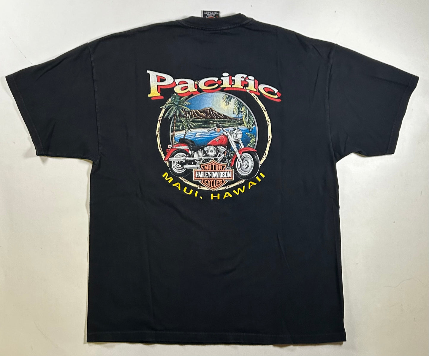 Vintage Harley-Davidson Motorcycles Pacific Maui, Hawaii 'A Ride in Paradise' XL 23.25x30 Inches