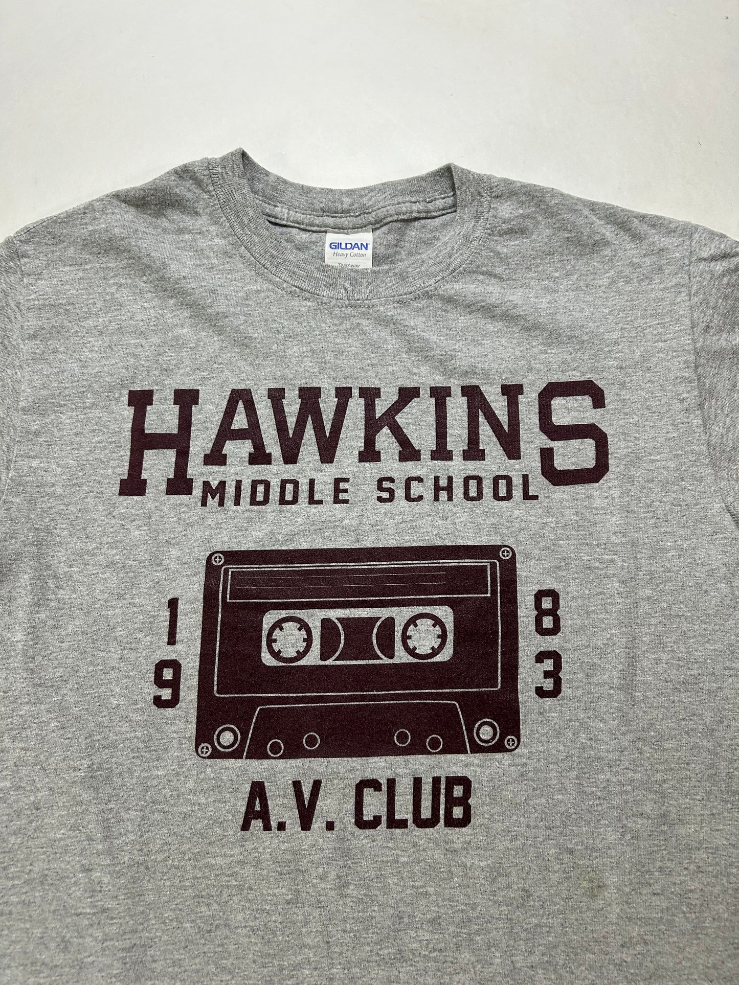 Stranger Things Hawkins Middle School A.V. Club 1983 TV Show Tee Small 17.75x26.5 Inches Gray
