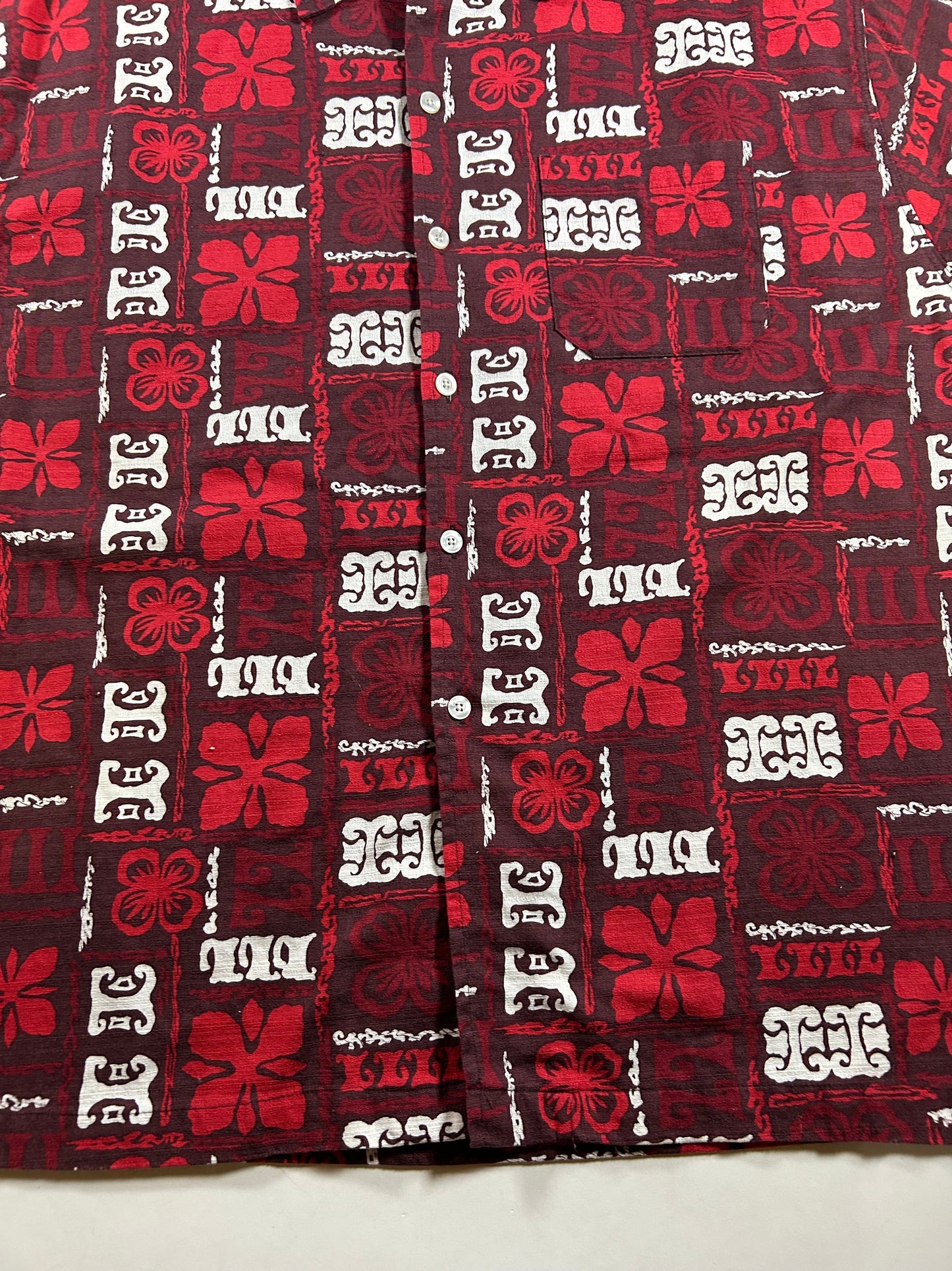 Vintage American Eagle AE Surf Co Shirt Floral Hawaiian Button Up Aloha Red XL 27.75x31.5 Inches